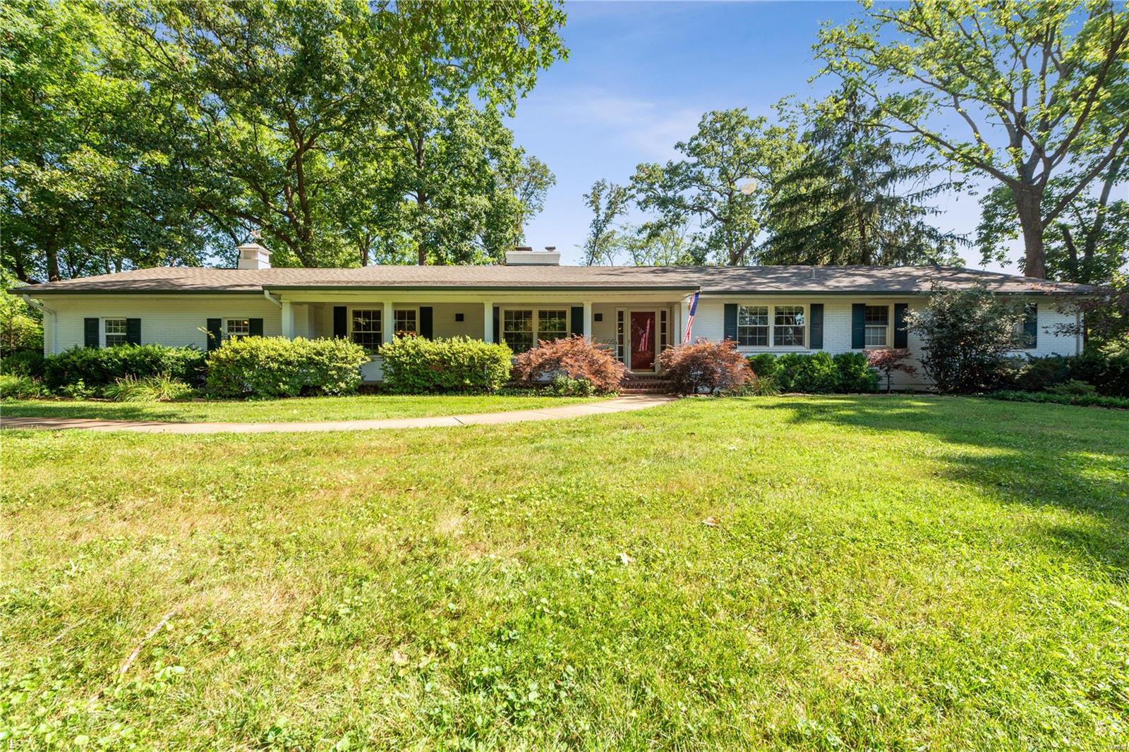 Welcome to this beautiful 5 bedroom, 3.5 bath ranch home on a lovely 1 acre lot in desirable Twin Fawns Estates. The open floor plan is perfect for entertaining & everyday living. The welcoming Entry Foyer opens to the combination Living & Dining Room featuring crown molding, see-through fireplace & custom mantle. Gorgeous hardwood floors throughout the main level. The heart of the home is the expansive Kitchen & Hearth room opening to the Family Room. The Kitchen features cherry cabinetry, KitchenAid double convection ovens, Subzero fridge, 6 burner gas cooktop, can lighting, & Silestone counters. The Primary Suite has 2 closets & updated bath with heated floor. Additional 3 bedrooms on the main level; all with charming built-in bookcases & storage. The walk out lower level features a 5th bedroom/office with private bath, large rec area with look out windows. Inground irrigation system & side entry garage. Convenient central location close to great shopping, restaurants & schools.