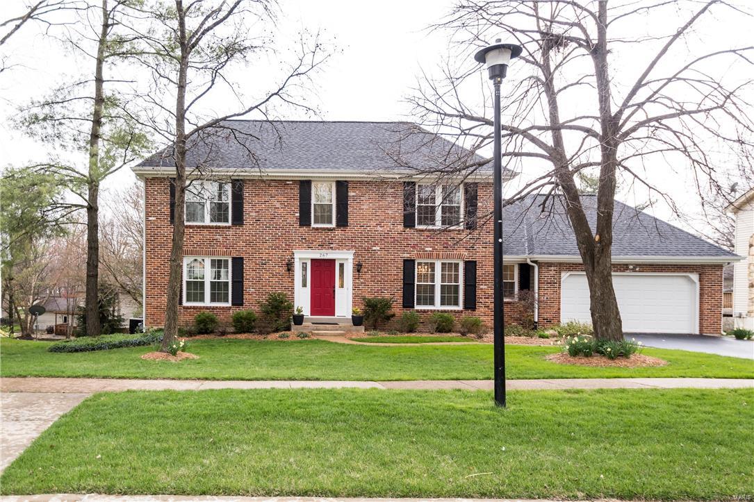 Nestled in a beautifully established neighborhood in the heart of Chesterfield, this stunning home is complete with all of today’s desired features! Gleaming hardwood floors welcome you into the grand 2 story foyer flanked by a formal dining room and living room. Just off the elegant great room with fireplace feature and box beam ceiling is a private den with built-ins and large windows bringing in tons of natural light! With deck access, a large breakfast room, planning desk, stainless steel appliances and sprawling granite counters the spacious kitchen is sure to impress the family chef! Retreat upstairs to the luxurious master suite, remodeled in 2013, with a larger soaker tub, walk-in glass shower with tile surround and double sink vanity. 3 additional bedrooms and full bathroom complete the upstairs! With many upgrades throughout including a new roof, newer water heater, siding, gutters, humidifiers and more in a prime location, you won't want to miss this gorgeous home!