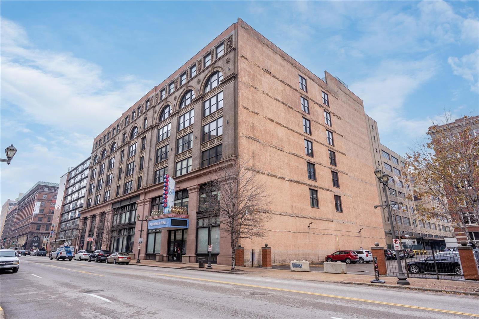 Est 1896. Walkable, convenient, easy and FUUUN are a few virtues of this tidy 2bed/1ba loft. Let's start with the fun stuff:) How about a rooftop splash pool and terrace with 360 views of downtown! Or walking distance to all of the sports(baseball, hockey AND SOCCER!) Or more than a handful of dining options(plus bowling!) within 5 minutes! There is an underground secured parking space...which is more convenient than fun-especially when the upcoming StL winter rears its ugly head. The loft itself is simple and sweet- 2 sleeping areas and main bath (washer dryer included!) are in the front curving towards the WIDE open kitchen/ living space with so many options for all different lifestyles-Do you want cozy living room vibes? Or an entertaining vibe? or a grounding, plant filled serene vibe-how about all 3?! The topper(literally) is the historic wood beamed ceilings throughout the loft adding that extra plush detail throughout your new home...AND we can't wait to introduce you! Location: City, Corner Location, Downtown