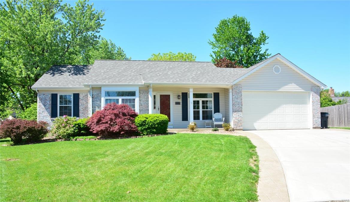 Stunning updated ranch home in sought after St. Charles. Pull up and notice peaceful cul-de-sac living and this well-maintained brick veneer and vinyl 2 car garage home with bright landscaping. Stepping inside notice shining hardwood floors, vaulted ceilings, open floor plan with separate dining room, sunk-in living room and formal sitting area with full masonry brick gas fireplace. Updated kitchen with breakfast bar, stainless appliances, ceramic backsplash, and lots of natural light from double window. Vaulted Master Bedroom Suite offers recently updated double sink bathroom with shower. Two more bedroom and update hall bath on the main floor. Need more space? Check out partially finished lower level with bar, media space, 2 sleeping areas/office space, bathroom and family gathering, kids sleep-over or a man-cave! With summer almost here, this pool is now OPEN! In-ground salt-water pool is placed perfectly on this private .3 acre “park-like” oasis with huge arbor covered patio!