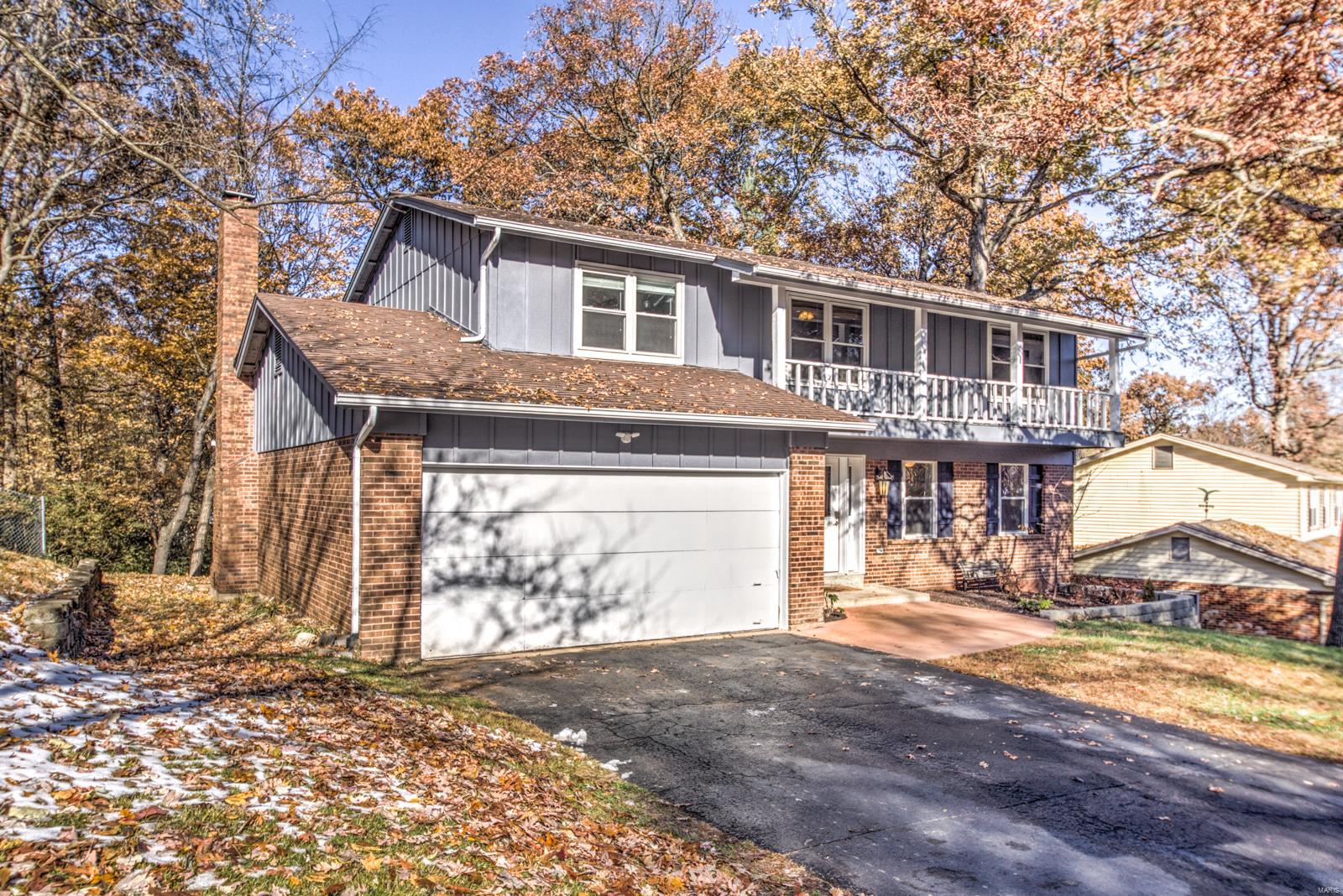 Move-in ready! Open floor plan! 4 bed, 2.5 bath centrally located in Creve Coeur in desirable Parkway School District. Sits on private, spacious yard, with an expansive deck. Recent updates include Kitchen/RecRoom/Stairs remodeled in 2015. Master Bath updated in 2016. Recently replaced AC Unit and Water Heater. Other updates include Radon 2007. AC Unit 2013. Windows 2007.  On the main floor is a large dining room, half bath, and a family room that features gleaming wood floors, a cozy fireplace and french doors leading out to the deck. Updated eat-in kitchen that includes large center island with breakfast bar, custom cabinets, ss appliances, gorgeous travertine backsplash and breakfast room. On the second floor, a nice sized master bedroom with walk-in closet and ensuite that features a glass walk-in shower with custom tilework, large vanity w/ granite countertop. Partially finished walk out basement with carpet, sliding barn door and a hidden playroom beneath the stairwell.