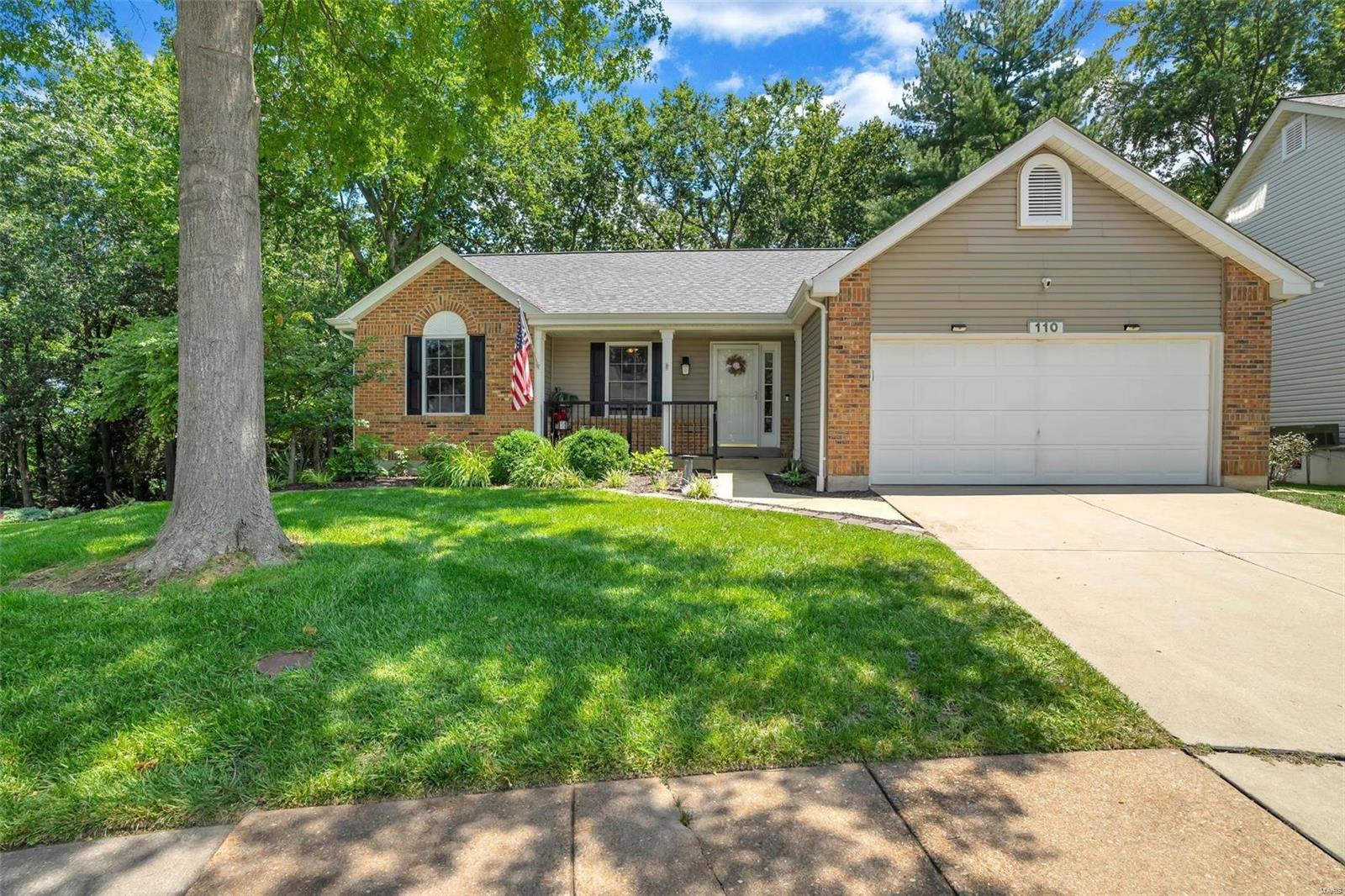 Showings start today! You will fall in love with this Ranch home on a cul-de-sac. Great room with fireplace & NEW skylights w/ remote controlled shades. Updated & custom designed Kitchen has the "WOW" factor including a large garden window. A major highlight of this home is the large screened in porch that has a vaulted ceilings & tile floor, leading to the private oasis in the back yard w/ large patio. Owners Suite has updated bath with 2 sinks, separate tub, & shower. Main floor laundry connection has been added for convenience, 2 more bedrooms & a full bath on main floor. Finished Lower-level family room with large wet bar area, perfect for entertaining, & bonus room (office/playroom/bedroom) offering great add'l living space. Vaulted ceilings in Great room, Kitchen, & Owners Suite. Gorgeous wide plank Engineered Wood Floors! Vinyl siding, new roof & so many other updates. Nearby shopping at the Wildwood Town Center, & within Rockwood Schools. Subdivision Pools, tennis & playground. Additional Rooms: Sun Room