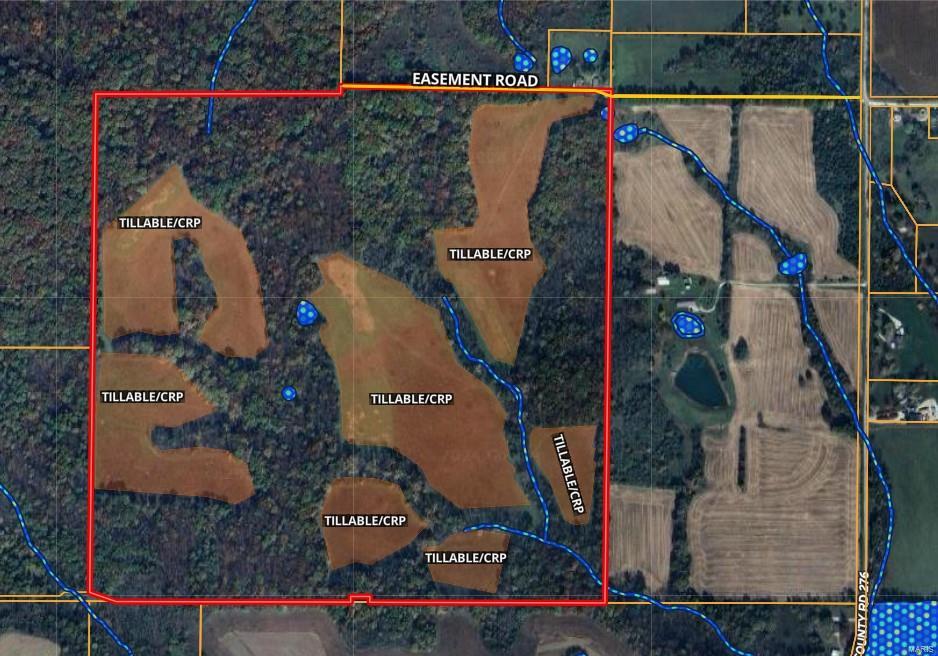 WOW look at this gorgeous piece of ground located in Pike County, MO, just waiting for the next outdoor enthusiast to call it theirs. Located just an hour north of St. Louis, this farm has so much to offer from the easy access off the county road, electric and well located in the northeast corner, perfect build site for your dream home, trail systems going through the woods, mature hardwood timber, the list goes on and on. This property offers 2 ponds and a wet weather creek providing water even on the driest of years. This area is known for the trophy bucks in the fall and gobbling long beards in the spring! This property also offers multiple fields which are planted in crp till 2026 generating an annual income of 7,400. The Surrounding properties are in crops providing a year-round food source for the wildlife. There are many key attributes about this farm you won't want to miss out on.
