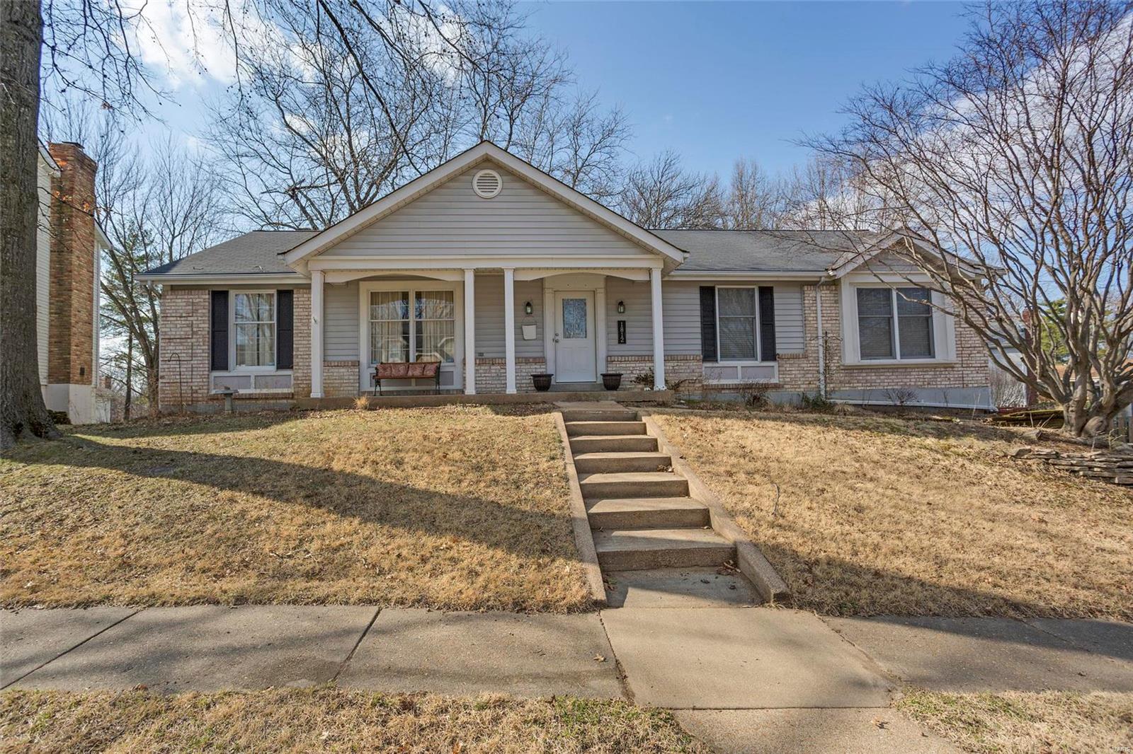Open Sunday (3/25) 2-4pm! Fabulous Chesterfield location only minutes from I-64 and the convenience of everything you could possibly need! Parkway schools! Check out this spacious ranch on a quiet culdesac street.  Open floor plan, wood floors in the vaulted great room with wood burning fireplace. Updated master bath. Brand new front door and new sliding doors to the deck. Full finished walkout lower level. Freshly painted. Will need carpeting replaced and deck will be as is. Lower level family room, bedroom, and full bath! See it today!