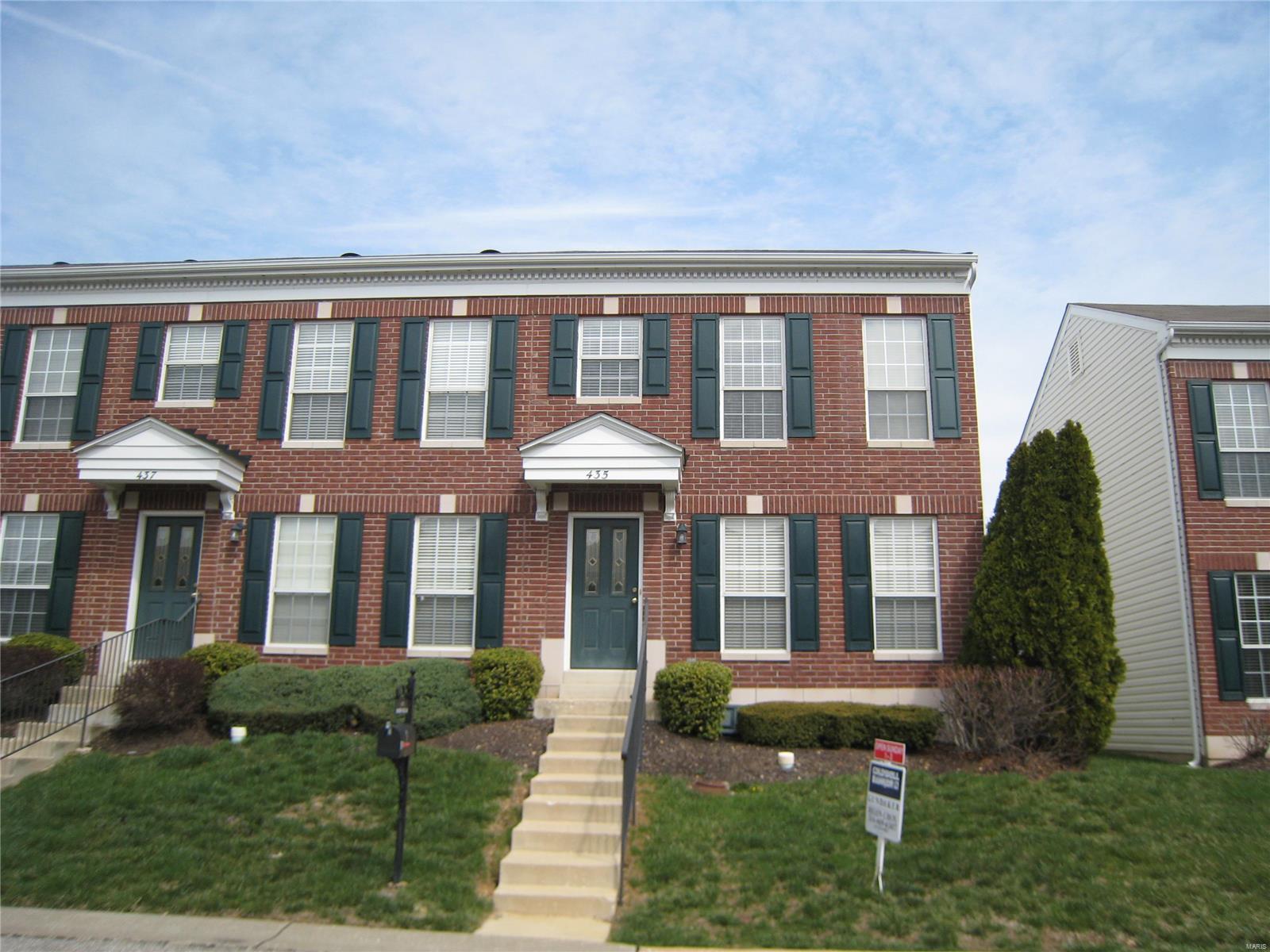 This dynamite 13 yrs old 2 bdr + loft + 2.5 bath spacious town house in prime Ellisville location. Living room opens to dining room; Sliding door from dining room to a private patio;  well equipped modern kitchen; Main floor laundry; 1 car rear entry garage; Master suite & bdr #2, each with lge walk-in closet and a loft/office & hall bath completes the upper level; The entire interior is light and bright with freshly paint. Un-finished full basement. Move in ready. AHS home warranty; Great west county location within walking distance to Bluebird Park/Edge Aquatic Center, outdoor amphitheater with summer concert series, tennis, playground, dog park, walking trails and more. Location: End Unit, Ground Level