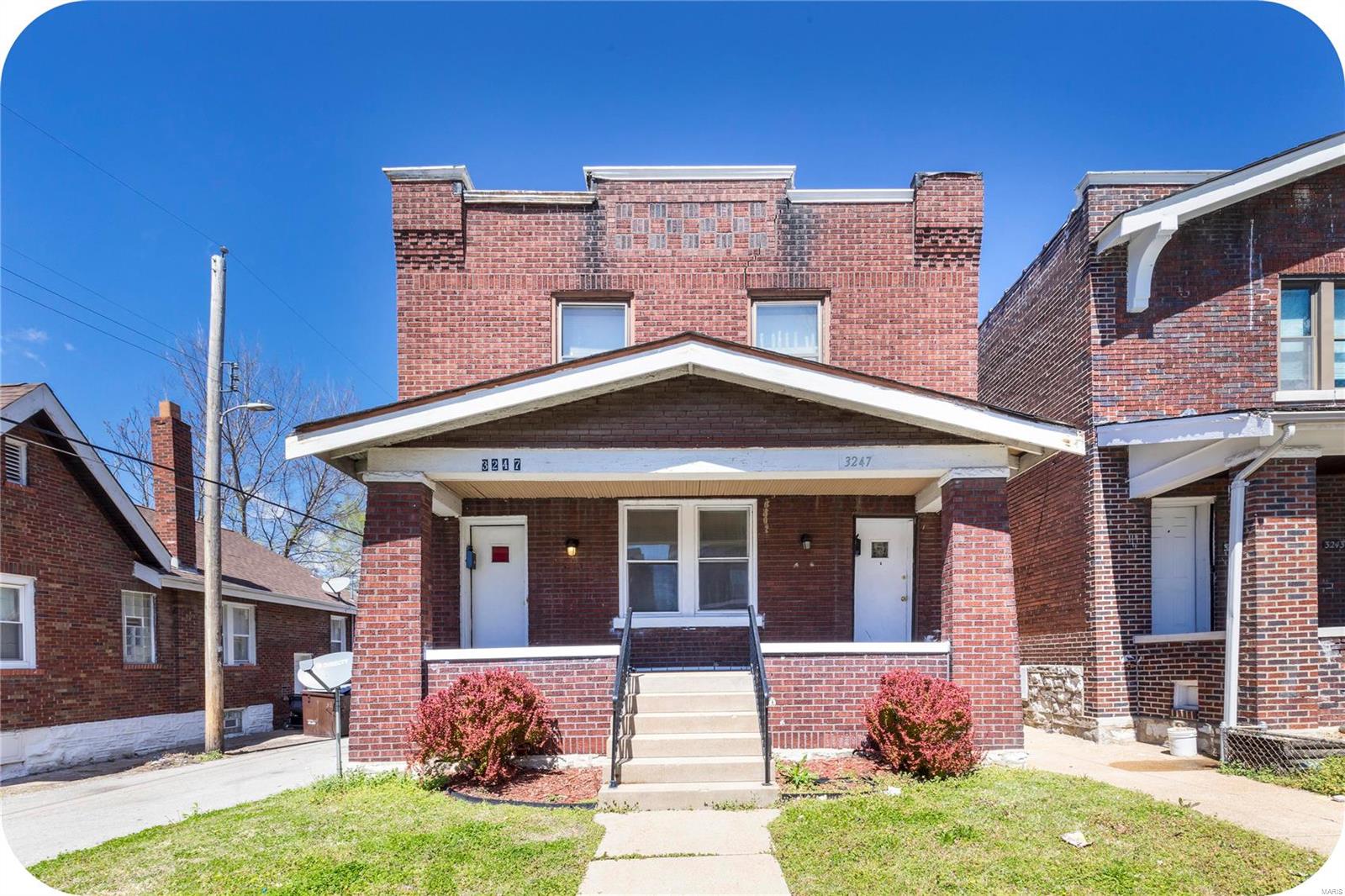 Remember the 1% rule? We're brining it back because this building will exceed it! The inviting front porch will give a warm welcome as you step into this charming 2-family with ample natural light. Each unit has a formal living space, large eat-in kitchen and dining space along with 2 bedrooms. Located on a quiet block, it also has a fully fenced backyard with off-street parking.  Quick access to I-55, Carondelet park, and some of St. Louis' finest restaurants.