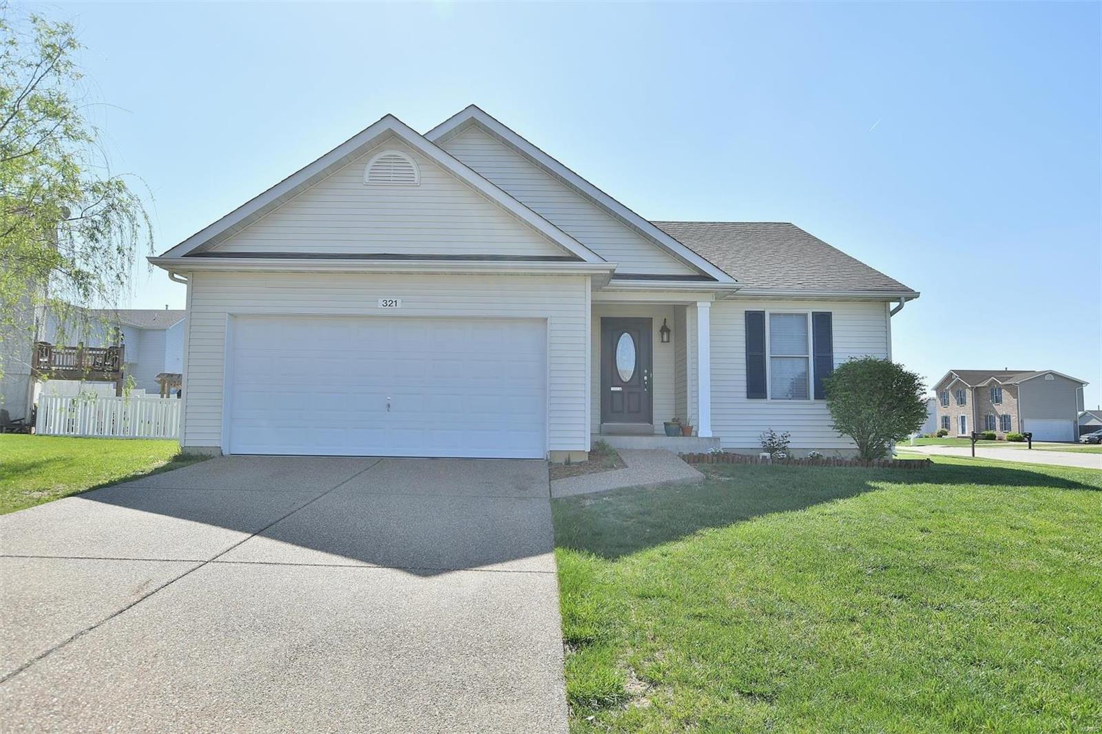 Sellers OFFERING up to $3,000 in closing costs. Adorable 3 bed/2 bath Ranch in the highly sought after Stone Meadows Subdivision. Corner lot, cul-de-sac, level yard and vinyl fenced in back yard! Open floor, spacious kitchen with breakfast bar and pantry. Spacious Master Bedroom features walk-in closet, large master bath, with double vanity, whirlpool tub and separate shower. The gorgeous home also offers main floor laundry, 2 additional bedrooms on the main floor and a hall bath. Lower level features a rough-in, just waiting for someone to finish the space. Stone Meadows offers, walking trails, easy access to Hwy 40 & Hwy 70, fishing ponds, pool access, and much more.