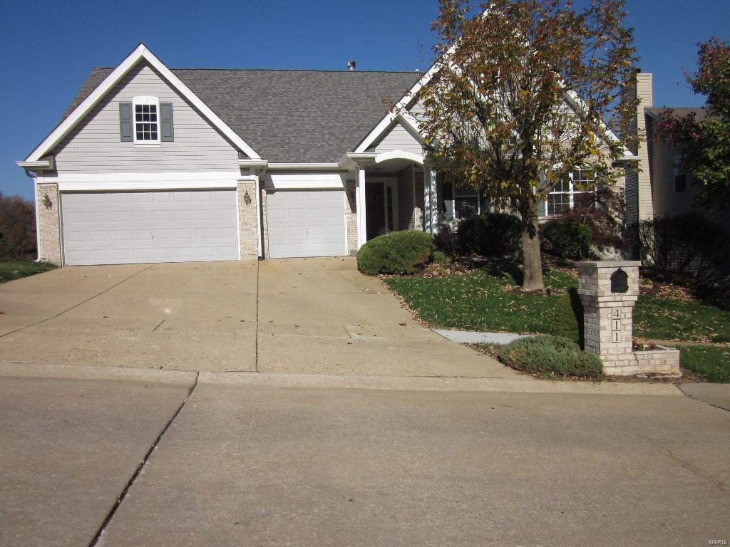 Quality & pride in ownership. Atrium ranch with over 3600 sq. ft. of living space, backs to golf course. Landscaping & 3 car gar. draw you in this home. Hardwood entry foyer; spacious vaulted gr. rm. w/built-in shelving around fpl, 5 tinted atrium windows; form. din. w/bay window; kit. w/center island, smooth top range/oven, dish. micro.; breakfast rm. w/half moon tinted window; vaulted master bed. w/half moon tinted window, bay window, lux. vaulted master bath w/sep. tub & shower, double sinks, skylight, walk-in closet; 2 add. beds on main level + sitting/TV rm.; W/O LL has large fam. rm. w/fpl., extra bed., full bath, game rm. + part. fin. area, perfect for exercise rm.; MFL, EverGrain deck off gr. rm.; o/s patio w/under decking, newer roof w/ ridge vents; humid; vinyl fenced yard; covered fascia & soffit, 6" gutters; ceramic floor in kit. & baths; Rainsoft Water system; in-ground sprinklers. Attractive stone steps from fence to patio in backyard, security entry pads on 3 ext. doors.