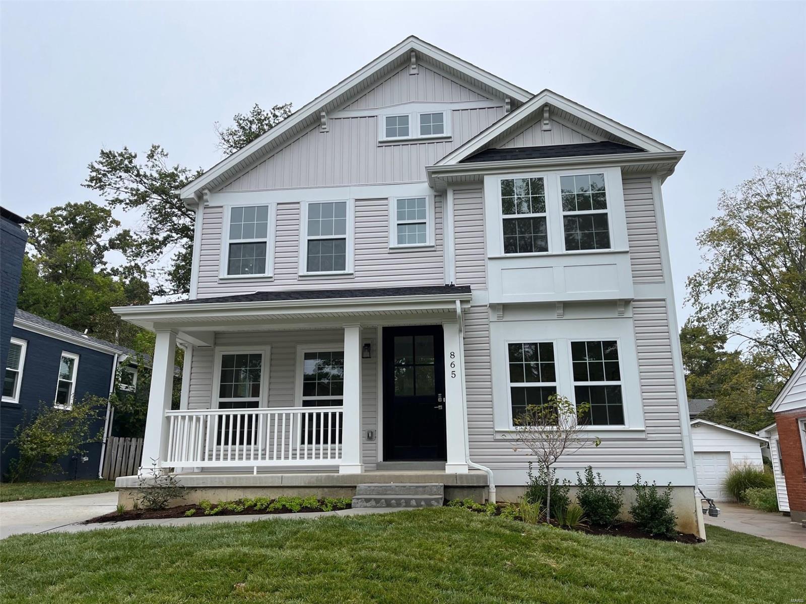 New custom modern farmhouse home just sodded and completed in Glendale.  This 5 bedroom, 3.5 bath home features 9' first floor ceilings, built-in bookcases on each side of fireplace in family room with shiplap above, hardwood flooring all of 1st floor & 2nd floor hall, cased openings, full overlay custom kitchen cabinets with soft close solid wood drawers, crown molding, stainless steel appliances, Quartz countertops with undermount sink, coffered ceiling in master bedroom, luxurious master bath with double sinks, stand alone tub and shower, 2nd floor laundry room, and walk-in closets in all bedrooms, Quartz countertops in all baths, custom millwork with 3-panel doors with 3 1/4 inch casing and 5 1/4 inch base molding.  Finished lower level with rec room, full bath, & bedroom. Fully sodded yard, 1 year builder warranty & 10 year structural warranty.