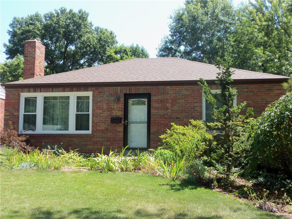 This adorable brick  2 Bedroom, 1 bath ranch home has much to offer, starting with a pretty living room with built-in shelving, a non-functional fireplace and beautiful wood floors. Straight ahead is a separate dining room. The two bedrooms have wood flooring and there is an updated bath with built-in drawers, cabinet and a heat fan. The updated kitchen boasts lots of light, a corner sink, dishwasher, electric stove/oven, refrigerator and microwave.  Down the stairs you will find two finished rooms, plus a laundry room and a workbench room, both with storage.  A screened porch overlooks a beautiful backyard with lush plantings and a trellis leading to a clearing to sit and enjoy nature. Other features include newer roof, newer windows, backyard shed, solid oak 6 panel doors & base boards.  All this within walking distance of Blackburn Park and all Webster Groves has to offer. Webster Groves inspection is complete and the seller is offering a 1 year AHS Home Warranty.  Awesome value!!!