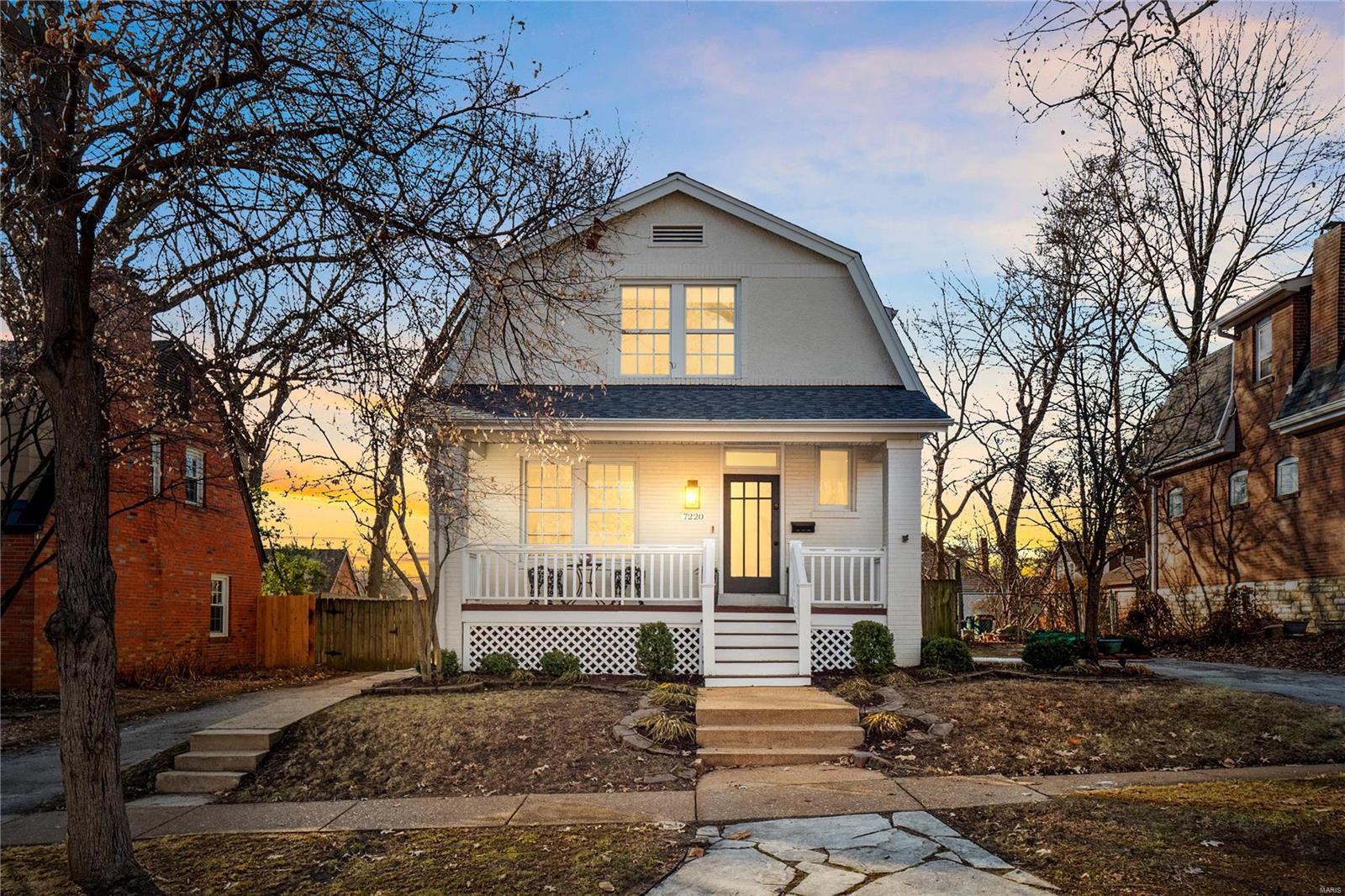 Welcome to this beautifully renovated U-City gem! Instant charm; Hardwood floors, built-in cabinetry, open staircase. Natural light & a gas fireplace warms the living area, seamlessly connected to the elegant DR. The heart of this home is the gorgeous custom kitchen, boasting marble floors, quartz counters, & SS appliances, including a convenient 2X oven. A marble backsplash adds a touch of luxury. Upstairs; 2 large bedrooms with vaulted ceilings and ample closets, complemented by a stunning updated full bath. The master offers a private retreat with an upper deck overlooking the expansive fenced-in yard, complete with a patio & lower deck accessible from the kitchen—a perfect blend of indoor & outdoor living. This space is ideal for both everyday living & entertaining. The location is unbeatable, with close proximity to the vibrant Delmar Loop, downtown Clayton, Forest Park, Wash U, & more. Experience the perfect blend of modern luxury & historic charm in this U-City masterpiece!