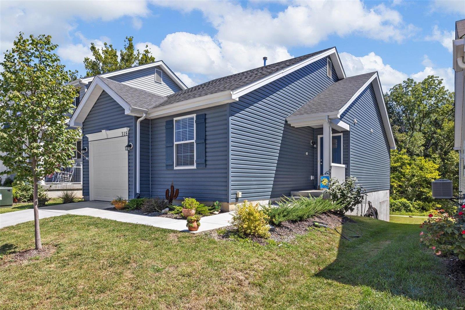 Discover the perfect blend of comfort & style in this exquisite 2 bedroom, 2 bath ranch home. Nestled in a prime location, this gem offers a serene retreat that backs up to lush common ground & delightful walking/biking trail, inviting you to explore nature's beauty right outside your doorstep.The heart of this home is a chef's dream kitchen with top-of-the-line appliances & elegant countertops. Whether you're hosting gatherings or indulging in quiet meals, this space is a culinary haven. Both bedrooms offer a peaceful sanctuary, with impeccable attention to detail & ample space for relaxation. Unleash your imagination with the unfinished walk-out basement, offering a blank canvas for your creative aspirations. A half bath rough-in ensures future expansion possibilities, tailoring the space to your needs. Centrally located in desirable Washington, MO, this home places you just moments away from local amenities, shopping, dining, & more. Open House canceled for 9/10- home under contract