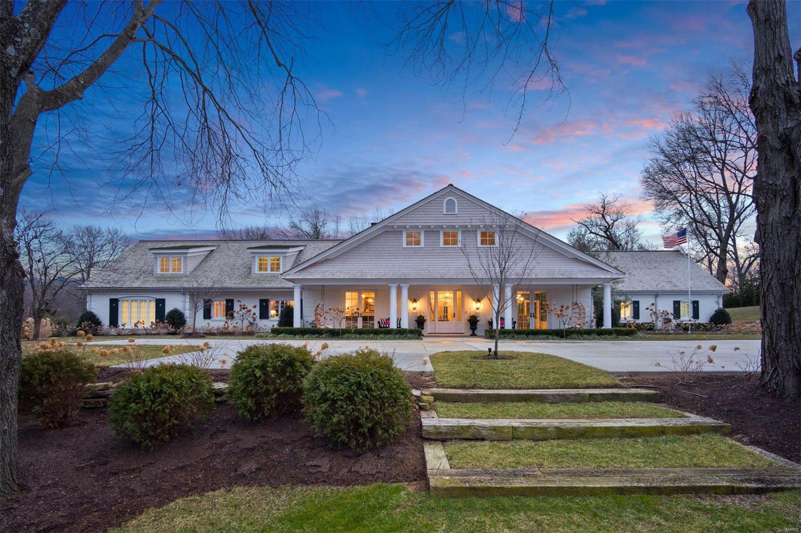 Farmhouse meets chic sophistication just steps from Old Warson Country Club. Situated on a rolling 1.8 acres of lush green scape and gardens, this exceptional property has been renovated and decorated to perfection. Six bedrooms, 5 full baths, 4 half baths plus loads of square footage to finish if 7,634 square feet are not quite enough to accommodate ones needs. Complete with a pool, renovated pool house, potting shed, elaborate herb garden for the cooking connoisseur, 2 car attached garage and a lovely covered front porch where one can swing the days away overlooking the golf greens. Truly special and unlike any other setting in contention, this property earns a well-deserved 5 stars both indoors and out. Come see for yourself and marvel at the exquisite details and stellar acreage on Old Warson Road.