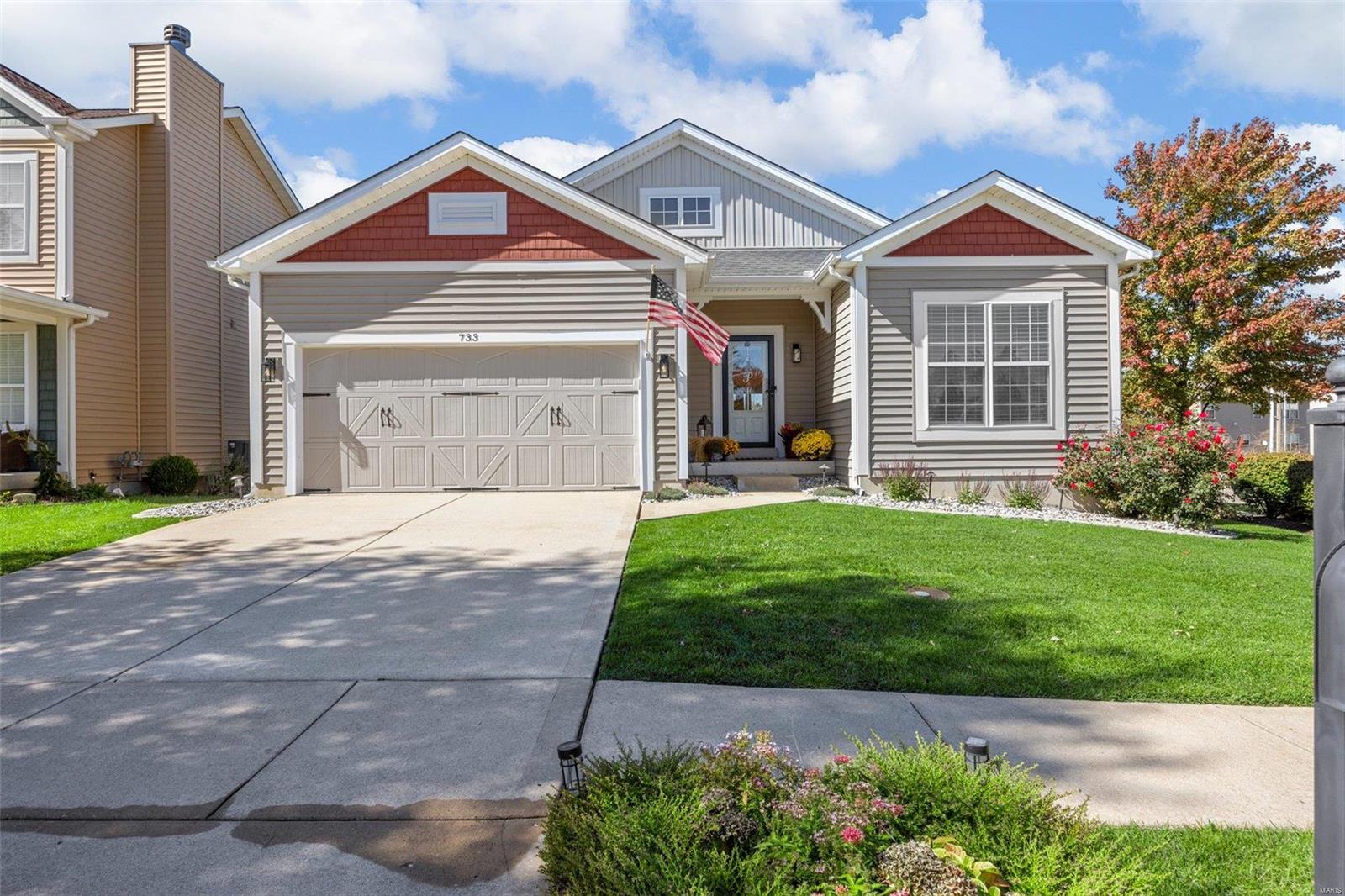 Gorgeous walk out ranch in Liberty HS boundaries! Shows beautifully w/so many updates! Updated flooring incl upgraded LVP/tall trim through most of main lvl, carpet in bdrms, LVT in baths! (Original hdwds under floors in great rm,kitchen/brkfst,dining,entry,halls;tile under LVT in baths). Open Floor plan w/9' ceilings/crown molding. Grt rm w/gas fplc, awesome fan & surround sound w/tons of windows! Updated kitchen w/cabinets, quartz counters, tile backsplash, shiplap by at brkfst bar, LG black stainless appl (refr incl!),pantry & addl section of cabinets/counters added in for more storage! Walk out to Huge Deck overlooking level yd! Master suite offers lux bath w/adult ht vanity/dbl sinks (seller to provide $1000 credit for new vanity) & WIC. 2 addl bdrms/full bath. Walkout lower level w/multiple wndws, rough in bath. Large patio. Newer Train A/C, plus irrigation system, both w/WiFi control! Subd Pool/Playground/Tennis Cts! Fantastic location near schools/shopping. Showings start 10/17