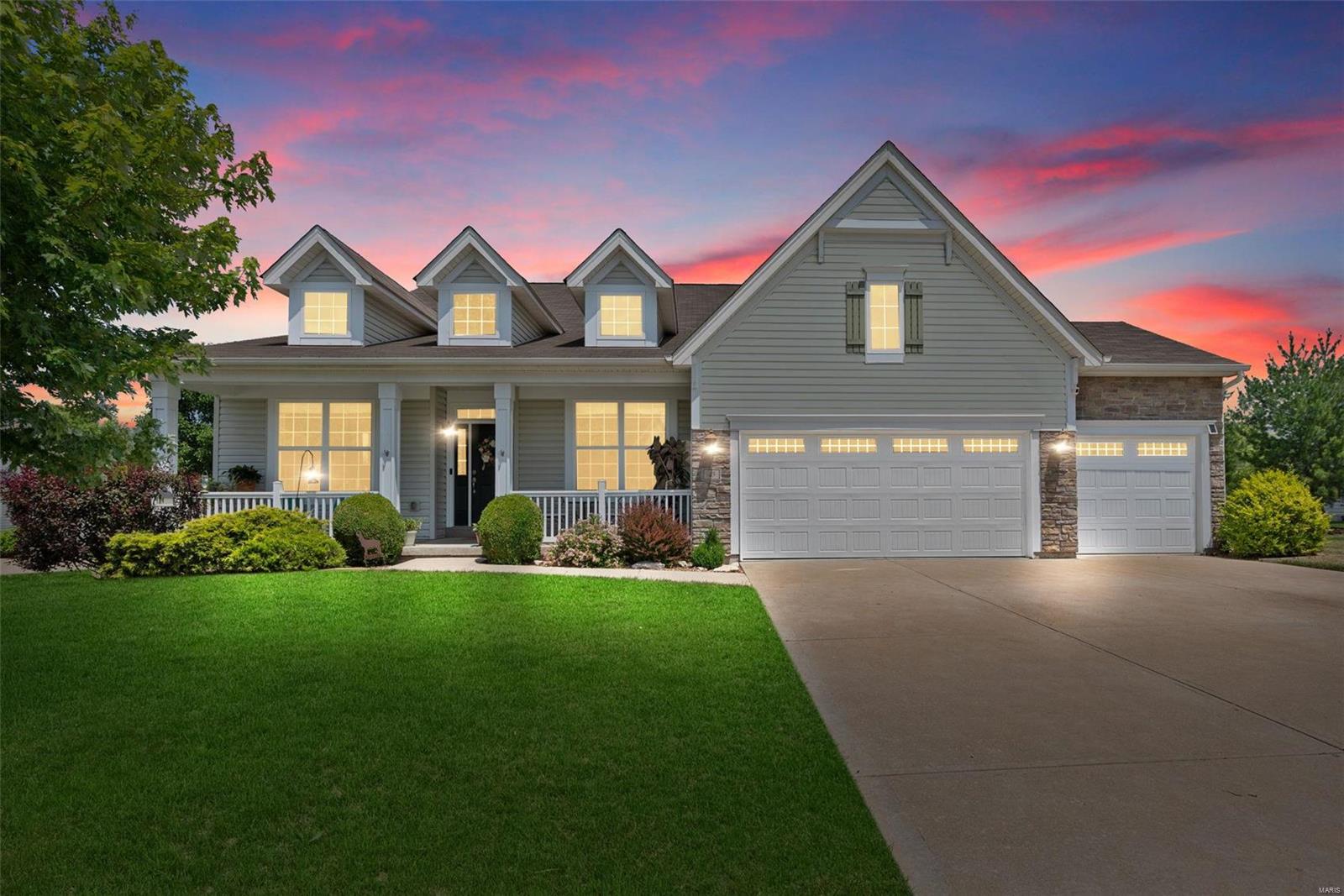 Welcome to highly desirable Boulder Ridge! This SHOWSTOPPER is set to impress with over 3,400 sq ft of living space situated on a quite cul-de-sac in a beautiful subdivision you MUST SEE. Built in 2012, this Payne Family Homes Meridian II features 5 bdrms, 3 bths, 2 offices/flex rooms, a spacious kitchen w/ large center island for all of your cooking/prep needs w/ gas range, separate dining/breakfast area, gas fireplace, lower level guest quarters/in-law suite, large walk-in closets, composite deck leading to an outdoor entertaining patio, walk-out basement, beautiful fenced-in lot w/ mature trees & plenty of room for a pool, raised garden bed for all of your fresh vegetables & flowers, & a 3 car tandem garage (over 800 sq ft) that could fit 4 cars. Location is KEY w/ easy access to the 70/64 interchange & all of the shopping/entertainment, & dining that Wentzville and the surrounding area has to offer as well as an award winning school district. SHOWING START FRIDAY 6/9.