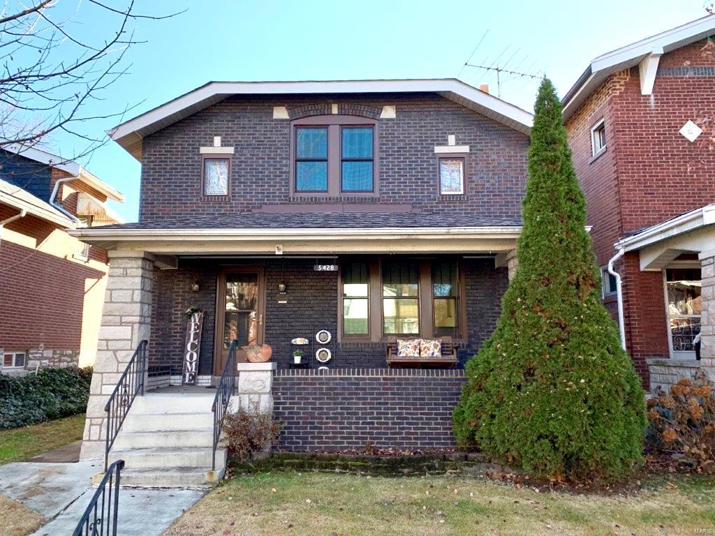 Open House Canceled! Full front porch ushers you into this South City Brick Beauty. Large living room with gas fireplace flanked by book cases with stain glass windows in the doors. Large separate dining room and updated kitchen completes the main floor. Upstairs you will find 3 bedrooms one walks out to a balcony overlooking the backyard. Master bedroom has a walk in closet. The walk out lower level has been freshly painted and offers a bathroom with a shower. Ample parking in the detached garage. Huge maintenance free deck perfect for entertaining. Nice level fenced backyard. Roof was replaced in 2016, garage roof replaced in 2014, AC  replaced in 2015, kitchen updates 2018, sewer lateral from house to street replaced. Newer windows. Some wood floors and wood floors under carpet.  Wonderful location in Princeton Heights within walking distance of Christy park or Francis Park and many restaurant's like Onesto's, Salt & Smoke or Russell's on Macklind Ave.