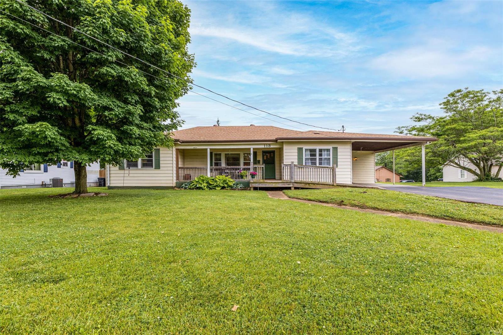 Talk about SPACIOUS, checkout this 4 bedroom, 1.5 bath very well maintained ranch home in Bonne Terre.  Living room and family room.  Large kitchen with custom cabinetry, appliances included(also stackable washer and dryer.  Walk-in pantry.  Tons of storage space.  Covered porch.  Carport.  Shed.  Established landscaping.  Almost 1/2 acre level lot. No step entry.  Ceiling fans new in box can stay for buyer to install, Family room sectional, other various furniture items Some Accessible Features
