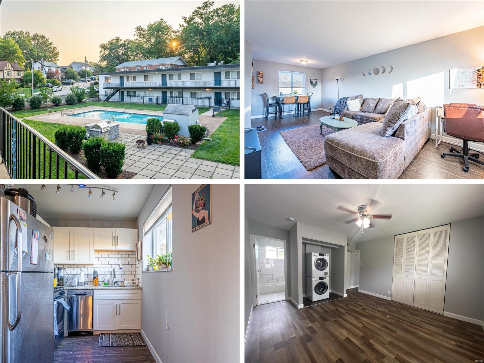 Fully renovated 38 unit apartment building in Webster Groves, 100% occupied with 20 units already leased at proforma rents. Currently the property is bringing in $41,618/month. The 1beds are leasing for $1075/month to $1210/month. The 2beds are leasing for $1350/month to $1425/month. EVERY APARTMENT has IN UNIT LAUNDRY, stainless steel appliances, white shaker cabinets, granite counters, tiled bathrooms and are a great size- extremely easy to lease. 36 GARAGE PARKING spaces + over a dozen off street parking spaces. The property has a pool in the center of the gated courtyard. If you annualize the current rent roll, factor in 5% vacancy and use the 2023 expenses- you arrive at a CAP RATE OF 7.83%. Once you bring all the units to proforma rents, you will be over a 9% cap rate. An in-place cap rate of a building this nice in Webster Groves is truly unheard of. This is extremely popular for Webster University students as they can walk to class. Ask for T12, rent roll and appraisal.