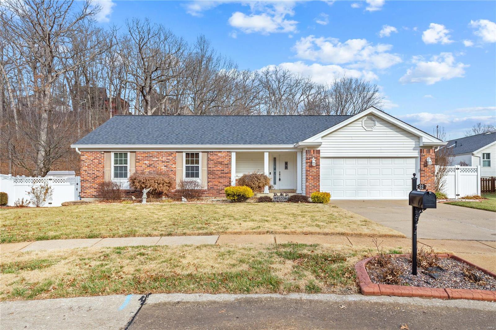 Looking for a move-in ready house that has been well maintained?  This beautiful 3 bedroom, 3 bath house tucked away on a quiet cul-de-sac surrounded by trees. This house has it all, featuring an open floor plan on the main floor with vaulted ceilings, skylights, and a wood burning fireplace. The kitchen boasts granite countertops, stainless steel appliances, and a pantry, while the primary bedroom includes a walk-in closet, updated bathroom and plantation shutters. The oversized lower level has a full bathroom, laminate floors, and plenty of storage. Enjoy the semi-private fenced backyard that backs to woods, the pool and concrete patio, and lawn are perfect for entertaining and making memories. With a newer roof, pool liner, carpet, and updated primary bath, don't miss out on the opportunity to make this your dream home!