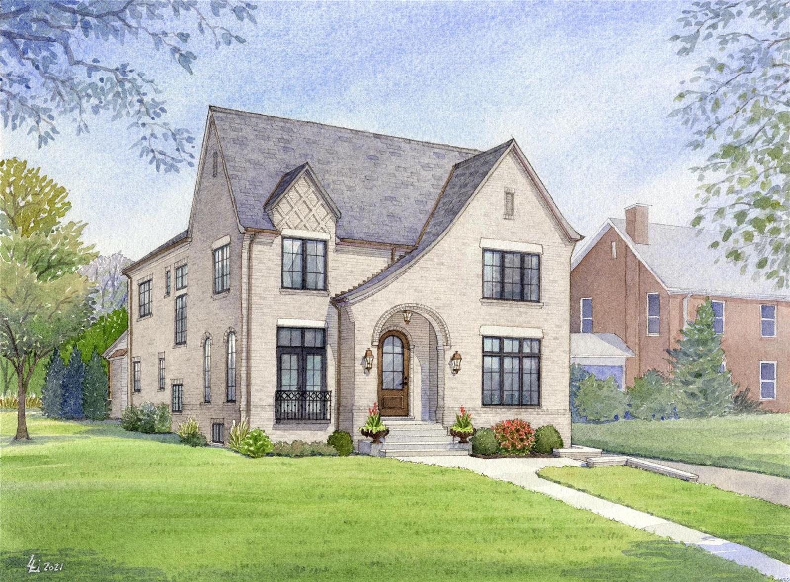 Fabulous Clayton spec home on private enclave, backing to Hanley Park and available for customizing.  Existing home to be torn down by 10/15 with an estimated completion of late summer 2022. 4 bed/5 bath home with tons of livings spaces including a spacious outdoor patio with fireplace and built in grill. Plans for the home include a 100K pool allowance. Finishes include 48" wolf dual fuel range, 2 30" subzero, warming drawer, 2 dishwashers, subzero ice maker, custom inset cabinetry.  Construction materials include Pella windows and doors, synthetic slate roof with copper gutters and downspouts, built in speakers throughout, security system, nest thermostats.Hardscape: Limestone porch, stamped patio, aggregate driveway. Fully landscaped yard with irrigation.