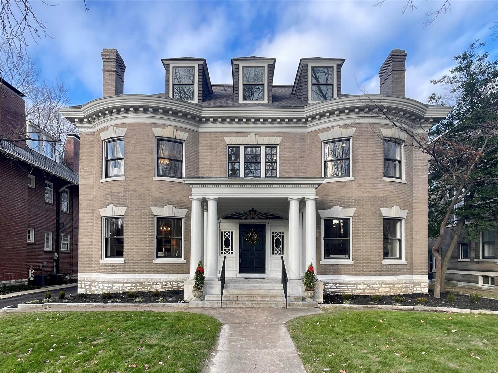 Incredible 1905 St. Louis manse! Gorgeous architecture & updates throughout, stunning grand foyer & staircase, original woodwork, hardwood floors, 10' ceilings, arched doorways, moldings, built-ins, 4 original functional fireplaces, grand entertaining rooms, formal & back staircases, charming powder room, mud room & delightful sunroom overlooking patio & private fenced yard. Chef's dream kitchen with Dacor appliances, 2 dishwashers, waterfall quartz breakfast bar, plus vegetable sink/wet bar. 2nd floor offers amazing primary suite with FP, luxury marble bath with huge shower & soaking tub, plus adjoining dressing room with another FP, 2 add. beds each with full bath, & 2nd floor laundry. 3rd floor has 3 more beds, spacious full bath, & awesome rec room with wet bar. Excellent use of sqft, huge 2 car garage & add. parking, spotless walkout basement, perfect yard! Walk to Forest Park, BJC, CWE, New City School, Chase & more! Additional Rooms: Sun Room