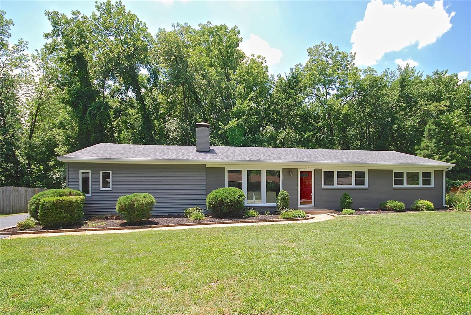 Charming 3 bedroom 2 bath ranch with 2 car rear entry garage and cozy flagstone patio backing to trees in Ladue! From the inviting new front door (July 2018) with coach light to the freshly refinished hardwood floors to the low maintenance freshly painted brick and interior, NEW SIDING, NEW ROOF (July 2018) this home is MOVE-IN READY! You’re 2 minutes from downtown Clayton, the Galleria, and within the highly sought after Reed Elementary school district. Built-ins flank the raised hearth fireplace. Light pours in from 6ft windows and triple pane slider to the family and dining rooms. *UPDATES JULY 2018* KITCHEN * GRANITE COUNTER-TOPS, CERAMIC TILE FLOOR, CABINETS, HARDWARE, LIGHTING and GLASS TILE BACK-SPLASH *2 PANEL INTERIOR DOORS and HARDWARE*PELLA HIGH EFFICIENCY WINDOWS*LIGHT FIXTURES*CEILING FANS * BASEBOARDS * GUTTERS, GUTTER COVERS, ROOF, SIDING and DOWNSPOUTS* DRIVEWAY sealed*FLOATING FLOOR in lower level. Seller has LOMA letter. Home is not is Flood Plain.