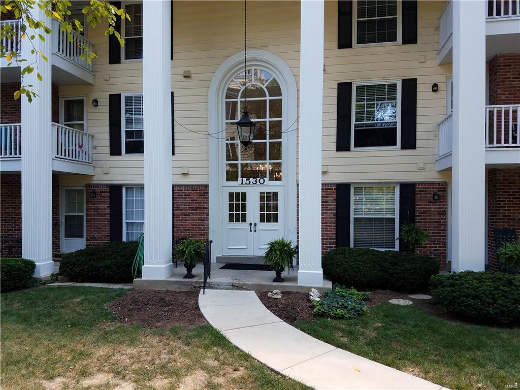 Wonderful light filled 2 bedroom 2 bath 1st floor garden condo in popular Brandywine.  There is a nice size living room with charming gas fireplace and doors leading to your private patio - the perfect spot for morning coffee or to just enjoy the outdoors.  The dining room is open to the living room which is perfect for entertaining. An updated kitchen includes granite counters and a nice size breakfast room which could also be used as a den / sitting room. There is a large master bedroom with its own private bath and a large custom fitted walk in closet. The second bedroom is also a nice size with a large closet. There is a 2nd full bath off the main hall next to the laundry closet which holds a full size washer and dryer.   Other amenities include secure elevator building with garage parking, storage locker in garage, end unit, pool and clubhouse, close to Highway 40, shopping, restaurants and more. Refrigerator, washer and dryer can stay. Location: Ground Level