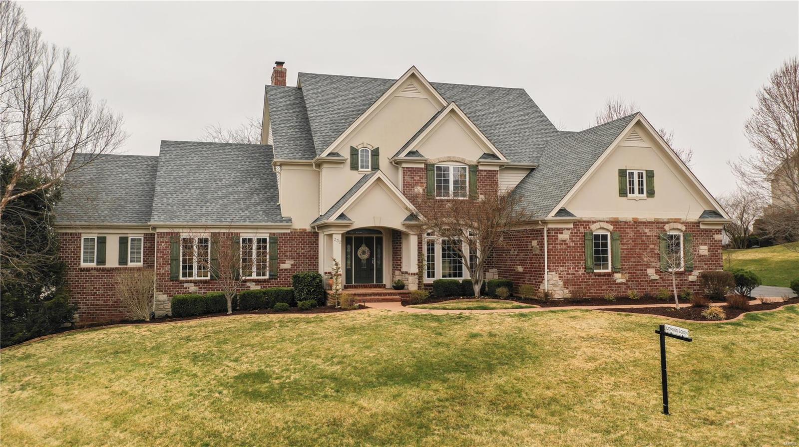 You're on a Luxury Vacation in Your HOME! Prestigiously Situated on Pevely's 12th Fairway-Sweeping views! Dramatic Foyer flows into GR w wall of windows bringing the light & views in! Calming, neutral palate. Artisan crafted moldings & arches throughout! Chef kitchen w gleaming Viking Appliances, stone counters, & cozy adjoining HR-perfect gathering spot! Newly added covered patio & fire feature provide the indoor/outdoor entertaining we crave against the gorgeous backdrop of the course w views for miles! 1st floor MB Ensuite boasts his & hers closets, palatial spa bath. Upstairs discover 3 oversize BRs all w walk-in closets& desks/storage. 2 are connected via Jack and Jill BR , 1 has is own private BR. Finished LL WO w expansive space to fit YOUR needs! Highlights include bar, gaming area, entertaining space, BR, bedroom area &more -maybe a home gym, gallery space? Options are limitless! Oversized side entry 3 car garage, lush landscape & all the amenities of living in Pevely Farms!!