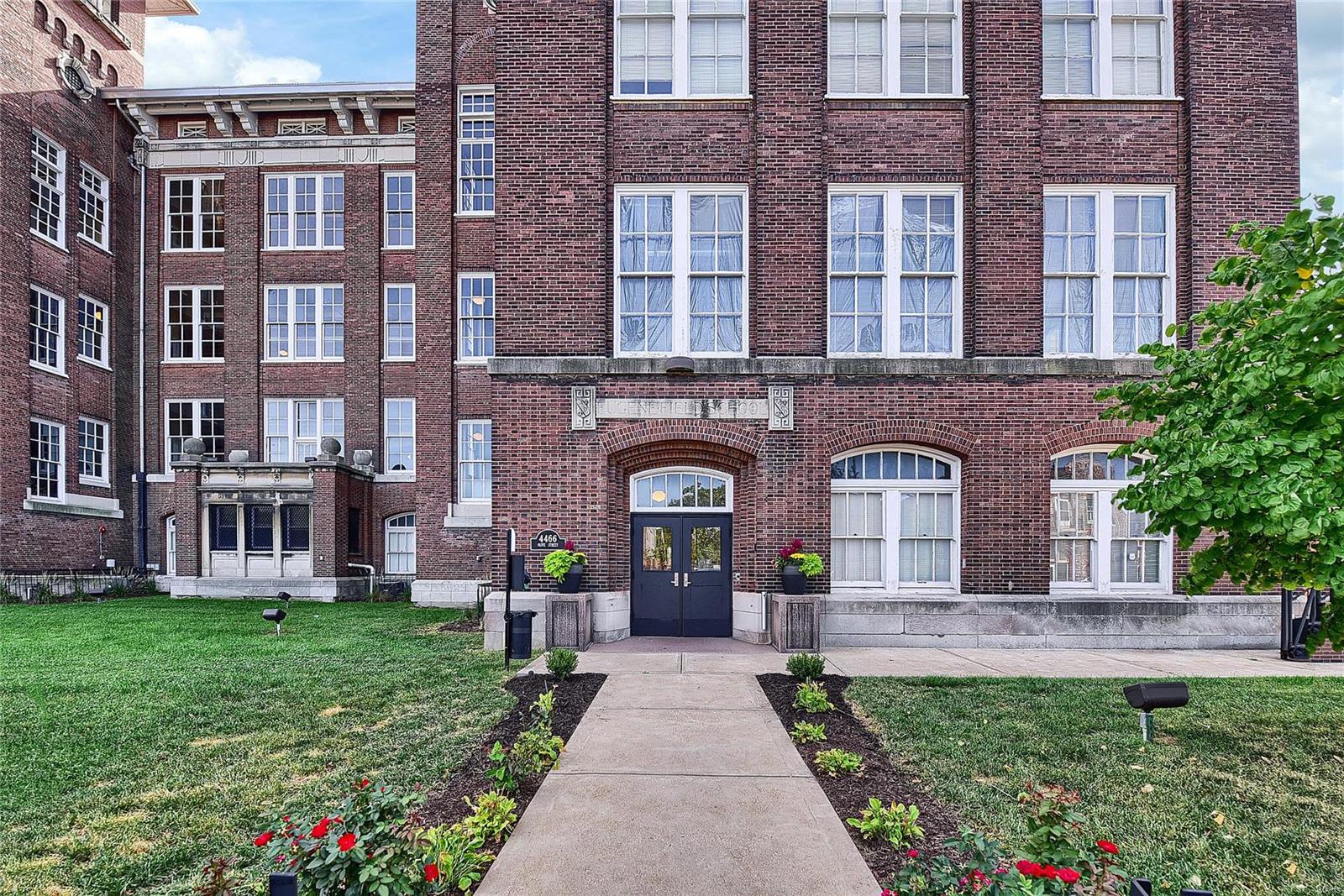 #103 ~ Main floor two bedroom, two bathroom, historic school house with modern amenities. 

Large open spaces, modern kitchen with open floor plan and newer cabinets and new countertop. Two bedrooms with walk-in closets and own In-unit stacked W/D. High ceilings. Cement floors. Central air and heat and ceiling fans. ALSO, this unit has a secondary entrance. 

Additional gated and covered parking is available. 

Located in Historic Eugene Field School, in the heart of the CWE, easy access to restaurants and bars, SLU, Wash U, and Hospitals. Secured parking available. Other units at similar price point are available. Email me to check it out!

Building features: Secured Entry, Includes Water-Sewer-Trash, Master Suite, Central Air and Heat, High Ceilings, Ceiling Fans
Rental Terms: $1,395, twelve months minimum, then lots of options!
Application Fee: $50
Security Deposit: $400
Available Now
Pet Policy: Two cats or one dog allowed, additional pet rent.