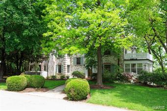 Totally updated Classic 2.5 Story Brick w Old World Charm, on quiet street at rear of subdivision near Bogey Golf Club. Beautiful wood floors on 1st & 2nd w detailed Custom Millwork. Formal Living Rm has window seats, built in book cases, fireplace, w adjacent enclosed Sun Rm. Dining Rm overlooks deck, patio & private wooded back yard. Gourmet kitchen updated 2008 w 42 inch cabinets, granite, Viking 6 burner Gas Stove, SS Appliances, Butler’s Pantry. Vaulted Hearth Rm w fireplace & Breakfast Rm. Den or Office features rich dark paneling & fireplace. Master bedrm w built in book cases, Kohler bath, private stairs to lower level. 2nd & 3rd bedrms have private baths, while the 4th bedrm is located on 3rd (loft) w private bath. Recreation Rm in the Lower Level has 4th gas fireplace(closed can be reopened). Laundry Rm w built-ins. Large, Private, Patio prefect for entertaining plus a wood deck with fence. 3 HVAC Systems, Central Vac, 9 ft ceilings, LADUE SCHOOLS Additional Rooms: Sun Room