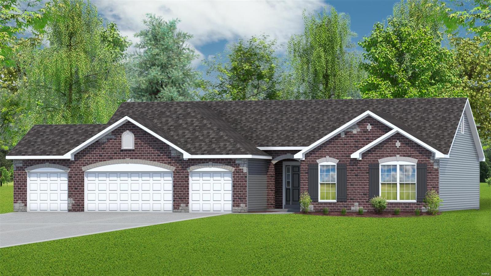 This ranch home has a 4 car garage w/ 2' extension, brick & stone front exterior, an 8' tall walkout pour, 9' Ceilings & Vaulted Ceilings.  Other features include a 2' extension to the master bedrm, a gas FP with stone & raised stone hearth, Laminate floors throughout the main living areas, 42" white, staggered cabinets w/crown mold, soft close cabinets doors & drawers, Cambria Countertops, Large Island w/overhang, stainless appliances & a huge walk in Pantry.  More features include Can lighting, 8' Tall Interior 5 Panel Doors w/black hardware, 5 1/4" base, 3 1/4" door casing, iron spindles & transom windows above front door, in great rm, breakfast rm & master bath.  The master bath has a 5' shower w/semi frameless shower door, dbl. bowl, adult hght. vanities, upg. counters & black faucets.  This home also has custom paint, 8' tall carriage style, insulated garage doors, 30 yr. Arch. Shingles, Rough in plumbing, a concrete patio, a landscaped & fully sodded yard & an irrigation system.