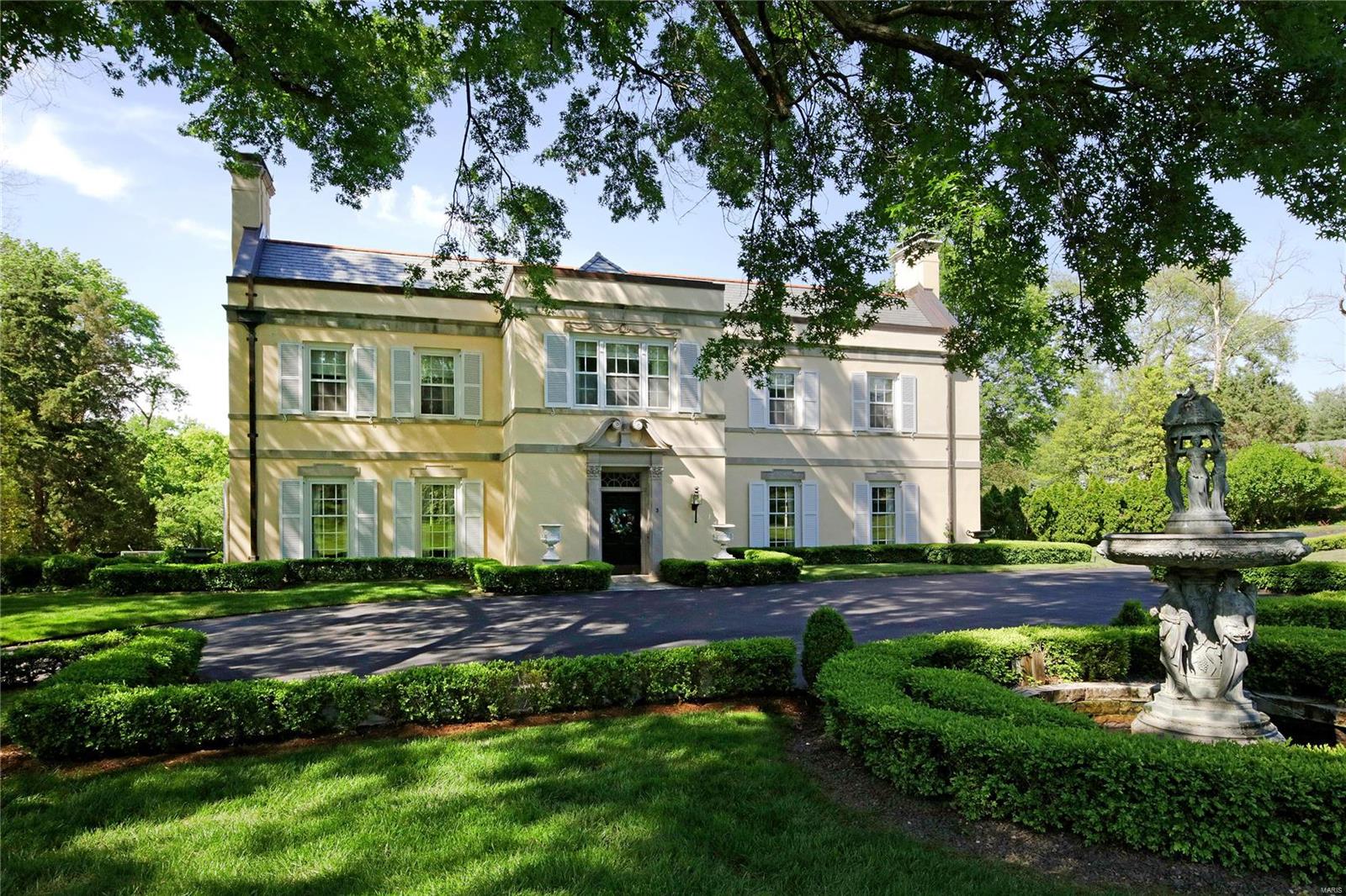 Unbelievable new price! One of the finest lanes in Ladue! 2.04 acre estate features a classic 5 bed, 6 (5/1) bath home designed by Study and Farrar. Dramatic formal living & dining rooms w/ antique paneling, extensive millwork, casework & period hardware. Fantastic, center island kitchen features: Subzero & Wolf appliances, custom cabinetry, wine refrigerator, & custom lighting - adjoins breakfast room w/ wood burning fireplace. Sun room w/ coffered ceiling overlooks rear terrace, pool, & rear yard. Master bedroom suite w/ en suite bath & dressing room. 2 bedroom suites feature walk-in closets w/ en suite baths. 2 bedrooms suites share Jack & Jill bath. Features include: Study w/ full bath, circle drive, 3 car garage w/ radiant heat, gorgeous landscaping & outdoor spaces, rear yard offers exceptional privacy, pebble tec pool, slate terraces, & emergency generator.
