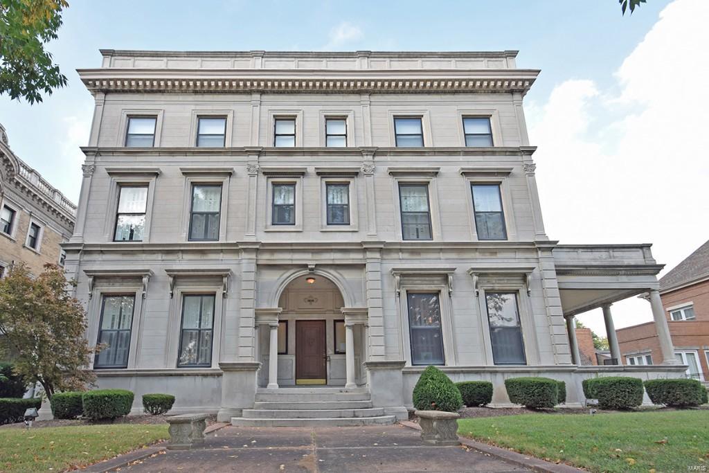 Own a true Saint Louis Mansion, and a part of history. This Italian Renaissance masterpiece was renovated in 2001.  Stunning millwork, Ceilings are 12' on Main and 10' on floors 2 and 3, elegant plaster. Inspiring quality and attention to detail, marble, granite and original wood floors, perfectly functioning pocket doors, 8 fireplaces, a paneled library with original built-ins, formal Living Room, music room, dining room an ornate plaster ceiling and seating room for 25 diners. Huge butler pantry with original built-ins, a modern kitchen/family combo with center island, custom cabinets, and solid surface counters. You will be floored by triptych Tiffany style windows on second AND third floor landings, spacious and elegant bedrooms and a billiard room. Another level up provides additional living space with another family room with fireplace and 6 additional bedrooms. A level lot of nearly half an acre, swimming pool and systems redone in 2001, this home is impressive but manageable.