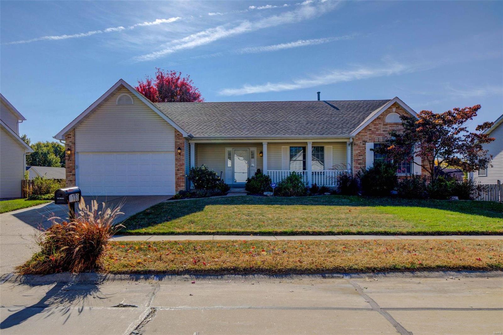 Wonderful 4 Bedroom, 3 Bath Ranch home with finished walk-out lower level, large fenced yard & great neighborhood amenities! Covered front porch is a perfect spot to relax & welcomes you home. Main Floor features: Attractive Foyer opening to a lighted filled vaulted Great Room, inviting Dining area with sliding door opening to Deck, spacious Kitchen with abundant counter & cabinet space, vaulted Primary Suite with walk-in closet, luxury bath separate bathtub & shower dbl bowl vanity. Two additional nice size Bedrooms share Hall Bath plus main floor Laundry. Fantastic Walk-Out LL offers: a Bedroom, Full Bath, amazing Family Room w/Sliding Door to expansive Patio & yard, 2 Bonus Rooms for hobbies, office or sleeping. Well maintained home, Roof replaced in 2016 and newer HVAC. Neighborhood amenities include pools & clubhouse, near golf, highways and area conveniences!