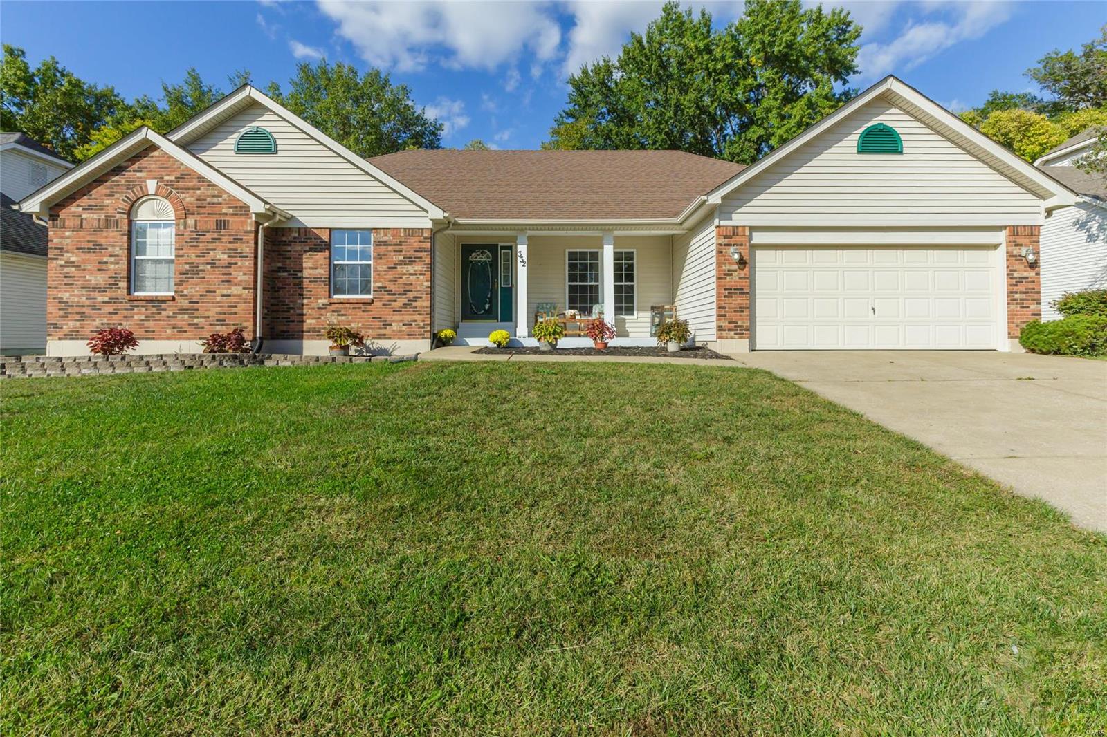 Open House SUNDAY 11/5 1-3 PM.    DON’T MISS THIS Immaculate, Updated, 1796 Sq Ft Ranch Near Hwy 364/Hwy K in Highly Sought After Waterford Crossing!  One Entrance/Exit Creates Quiet Subdivision Community! Walk to Pheasant Run Golf Course, O'Fallon Sports Park & Renaud Center! Open Floor Plan! Huge Vaulted Great Room w/Fireplace! Updated Kitchen, Plenty of Counter Space and Large Pantry! Large Window Over Sink w/View of Back Yard! Eat-In Area Has French Doors Leading to Fenced Yard! Separate Dining Area Connects to Kitchen!  Vaulted Master Bedroom & Bath w Double Sinks, Oversized Shower, Jetted Tub, Walk-in Closet & Private Linen Closet! Full Hall Bath Has Extra Door to Second Bedroom for Additional En Suite! 3rd Bedroom is On Its Own! Large Main Floor Laundry! Fenced Yard w/Mature Trees! 1796 Sq Ft of Basement Opportunity to Finish Your Way! Oversized Garage! New Roof 2016, Upgraded HVAC & 50 Gallon Water Heater 2017!    RARE FIND! HOME & LOCATION!