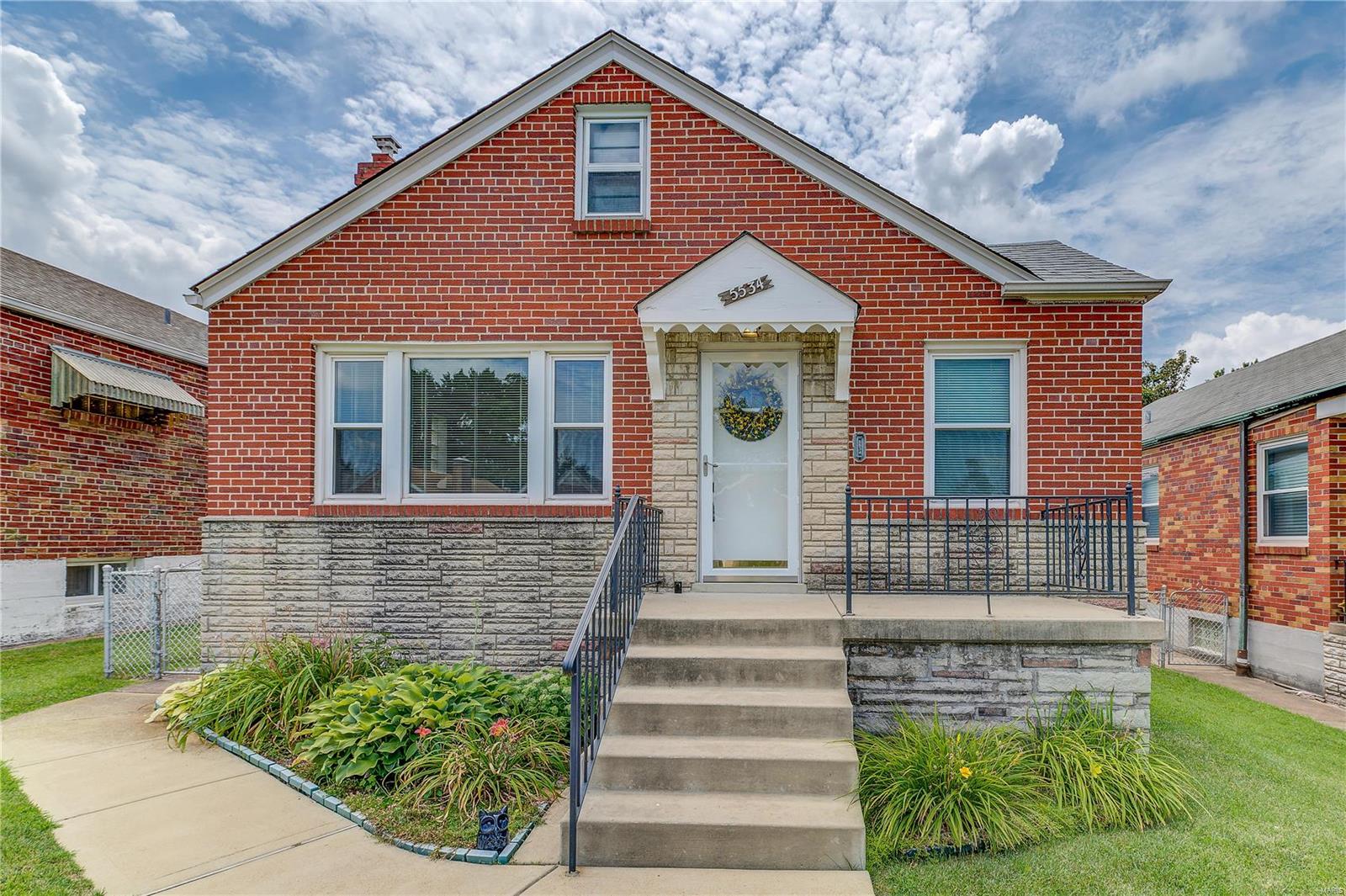 Quintessential South St. Louis brick home, located in the popular and convenient North Hampton neighborhood! This home has been well maintained and cared for by the same owner for 20 years. The main level features 2 bedrooms and a full bath with classic tile, glass block windows, and a living room/dining room combo. Downstairs you will find a full basement with a second bath and a bonus kitchen area. The roof was replaced in 2014 and HVAC in 2018. The abundant outdoor space features; a quaint front porch, well manicured landscaping, a fenced-in level backyard and concrete patio area. Last, but not least, a highly coveted oversized 2 car garage with alley access!