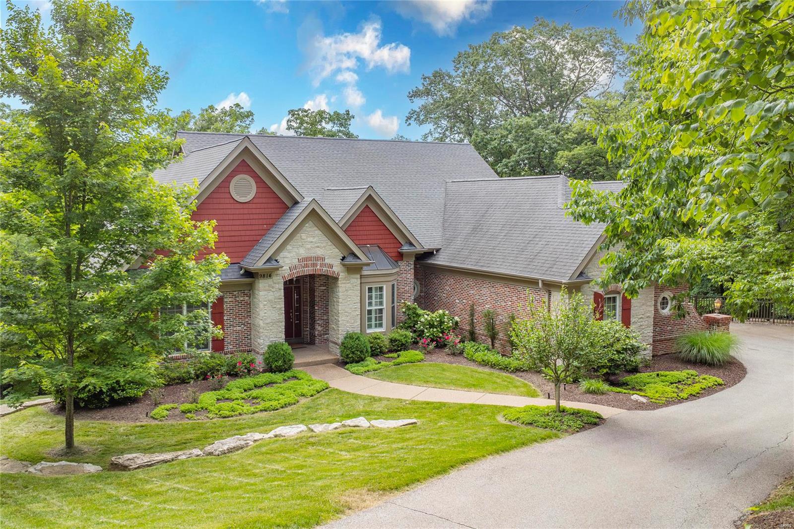 Spectacular custom-built atrium ranch home situated on a beautiful 1.48-acre lot, backing to woods, in the heart of Sunset Hills – Top Rated Lindbergh School District. Gourmet eat-in Kitchen with custom cabinetry, granite counters, tiled backsplash, contrasting color, center island / breakfast bar, and top of the line appliances (including 5-burner gas cooktop & hood, double oven and fridge) opening to the Breakfast Room with see-thru fireplace, and a wall of windows. Additional features include: gleaming hardwood floors, custom moldings, zoned HVAC, as well as 2 separate, attached 2-car garages (4-cars in total with one heated and cooled & is tall enough to fit several car lifts). Relax outside on one of the multiple decks off each level or on the awesome screened-in porch! This home is perfect for entertaining & location could not be better: convenient shopping, restaurants, near major hospitals & parks.