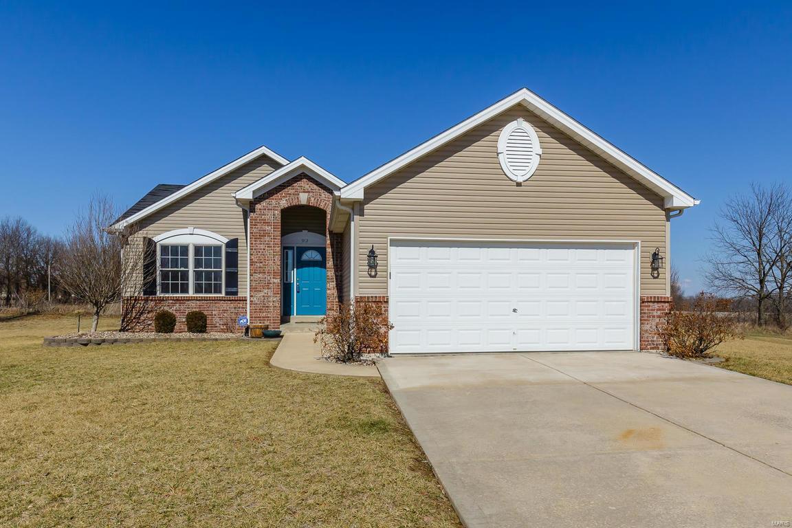 Immaculate, 3 BD, 2 BA ranch on an amazing cul-de-sac lot! This home has impressive curb appeal w/a brick arched entryway, low maint vinyl siding, encl fascia-soffits, coach lights & a brick mailbox. The back yard is spectacular, level, private & borders common ground for added space between the homes. There is a custom, stamped patio for your outdoor enjoyment! Features inc an O/S 2 car garage (22’ D) w/opener, vltd ceilings in the Entry-Grt Rm-Kit, sm top stove, micro, D/W, tile backsplash, raised brkfst bar, maple cab w/crown molding, wood floors in the Entry-Grt Rm-hallway, open stairs to the bsmt w/spindled railing, main flr laundry, Andersen windows, ceiling fans, 2 closets in the Mstr Bdr, 5’ shower in the Mstr Bath, linen closets, bath R/I, water softener & more. Enjoy a community pavilion, lakes & playground. This intimate setting has a country feel yet is 7-10 minutes from Hwy 70, shopping & services. Eligible for USDA Financing. Great home, spectacular lot, check it out!