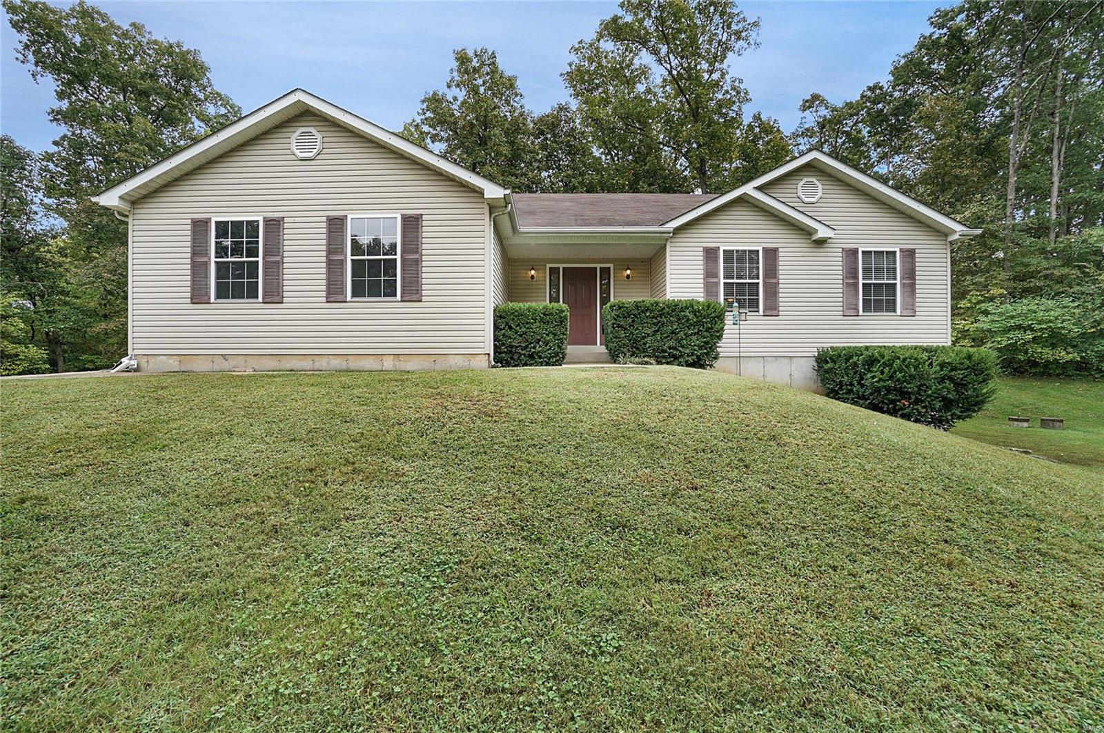 Come take a look at this charming ranch home on almost 3 acres! Only 19 years old it is upgraded and nice. This 3 bedroom, 2 bathroom house is a perfect home for your family. It has a full basement with walk-out, main floor laundry, mudroom, and open floor plan! The house has a nice yard with trees surrounding it so you can have privacy. Enjoy nature on your covered porch, or back patio! The vaulted ceilings, open floor plan, and privacy is all right here with neutral paint colors. Move in ready and appliances can stay. Already ready right here.  The oversize 2 car garage is also great for storage! Please allow 24 hr response time. Listing agent is related to seller. This home is not 5 minutes to I-44 and is a very small subdivision of fine homes. Finish this lower level and you will have almost 3000 sq. ft. of living space. Let the kiddos roam free as it lies in a dead end cul-de-sac! Seller to credit buyer $10,000 towards new roof at closing. Additional Rooms: Mud Room