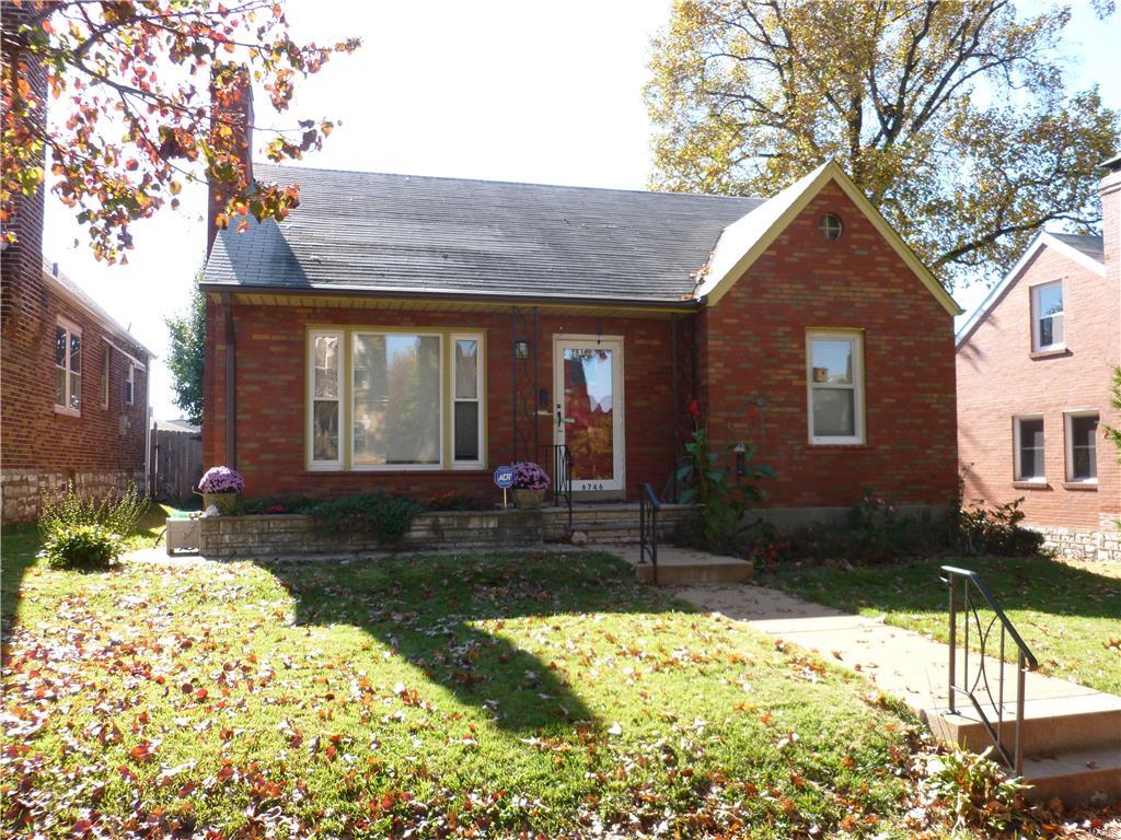 1.5 story St. Louis Hills brick bungalow with a 2 car garage. Possible 3rd bedroom on the 2nd floor. Central air, replacement windows ,glass block windows in basement. Enclosed back porch. Being sold as-is.
