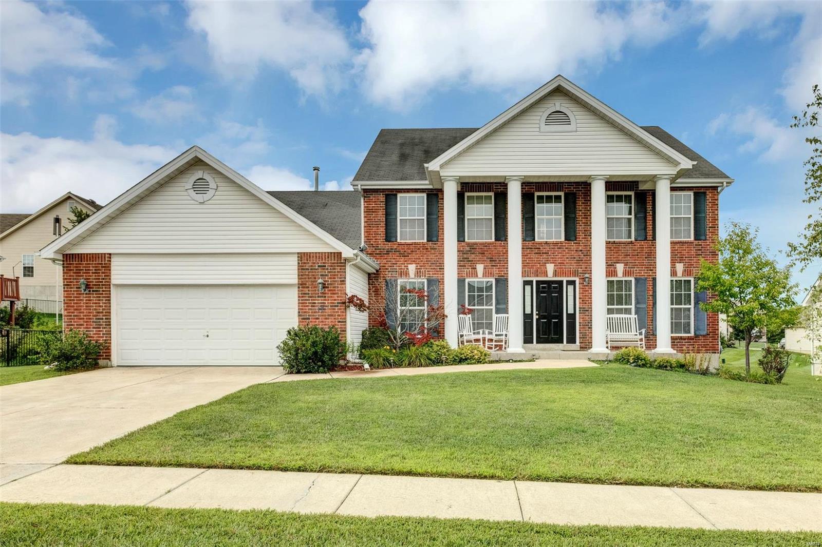 Welcome home to this spacious move in ready brick front 4 bed, 3 bath, 2 car garage. 1.5 Atrium home in popular Stone Meadows! Enter the covered porch into a 2-story foyer with gleaming h/wood floors. Formal Dining & living/office room. The Great room has a beautiful floor to ceiling brick fireplace, Vaulted ceiling, Atrium windows allowing floods of natural light, reading nook.  The spacious eat in kitchen has a butterfly breakfast bar, pantry and lots of storage. The breakfast room leads to the patio and large level yard. Lg master bedroom and suite with dble sink, separate shower, tub and walk in closet. Laundry rm & half bath. The upper level has 3 further large bedrooms & full bath with dble sink. The lower lever is partially finished and roughed in for you finishing touch. Stone Meadows offers, walking trails, pools, club house, sports field and much more.