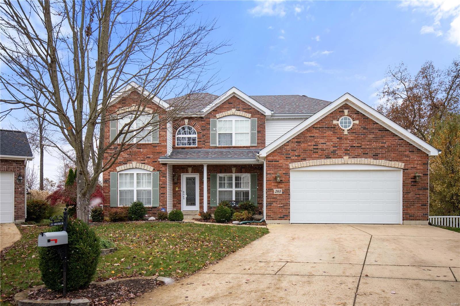 Best lot in the neighborhood! You have a large level green space (playset included) & then a separate area that has an inground POOL! Inside you find a traditional open floor plan.  The main floor family is spacious and includes a gas fireplace, built-in bookshelves and a large bay window. The eat-in kitchen has plenty of room and features a center breakfast island, 5 burner gas cooktop, double ovens, newer dishwasher, large pantry & a butler's pantry between the kitchen & dining room. Main floor laundry w/ organized coat closet, hardwood floors throughout main floor living spaces. All bedrooms are spacious with generous closets but the LARGE master suite exceeds expectations. It includes 2 walk-in closets both with organizers, a large bath with double sinks, separate tub and shower with private commode. Finished lower level with full bath, large family room with bar and built-in desks, exercise room & office or 5th "bedroom." Passed St. Louis occupancy inspection. Additional Rooms: Mud Room