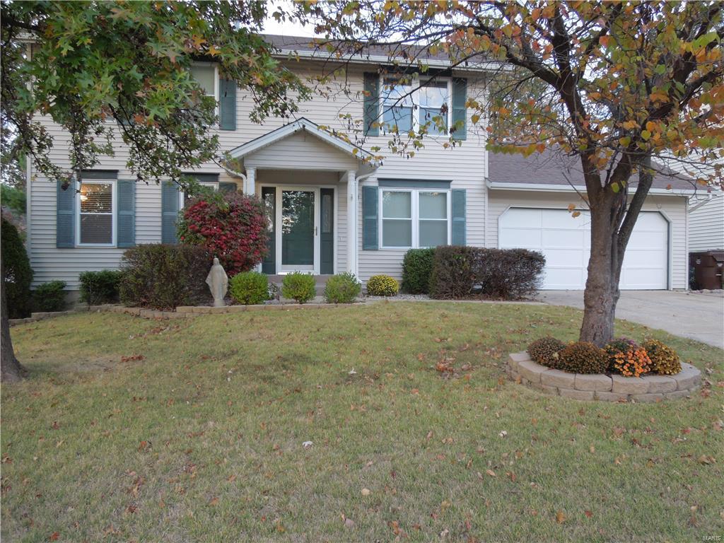 4 Bedroom, 4 bath (2 full, 2 half), 2 story home in St. Peters available and ready for you! Open floor plan, this was a spec home in the beginning.  Highlights include entry foyer with coat closet, separate dining room, living room, family room with wood burning fireplace, main floor laundry (with front loading washer & dryer), remodeled bathrooms, wood floors, Granite countertops, stainless steel appliances, convection oven, flat top stove, pantry, breakfast room, bay windows.   1810 square feet, plus  finished lower level means 2600 square feet finished.  2 car garage, 24 foot above ground pool, hot tub, deck, patio, wood fenced yard.  In the basement there is a rec/family room, bar, one room being used as an office, another room that can be used however you may want.  Master suite has walk in closet, vaulted ceiling, and full bathroom with dual sinks, separate shower and tub.  Close to restaurants, shopping, schools, parks, and major highways 70, 40, 61, 364, 94, 370.
