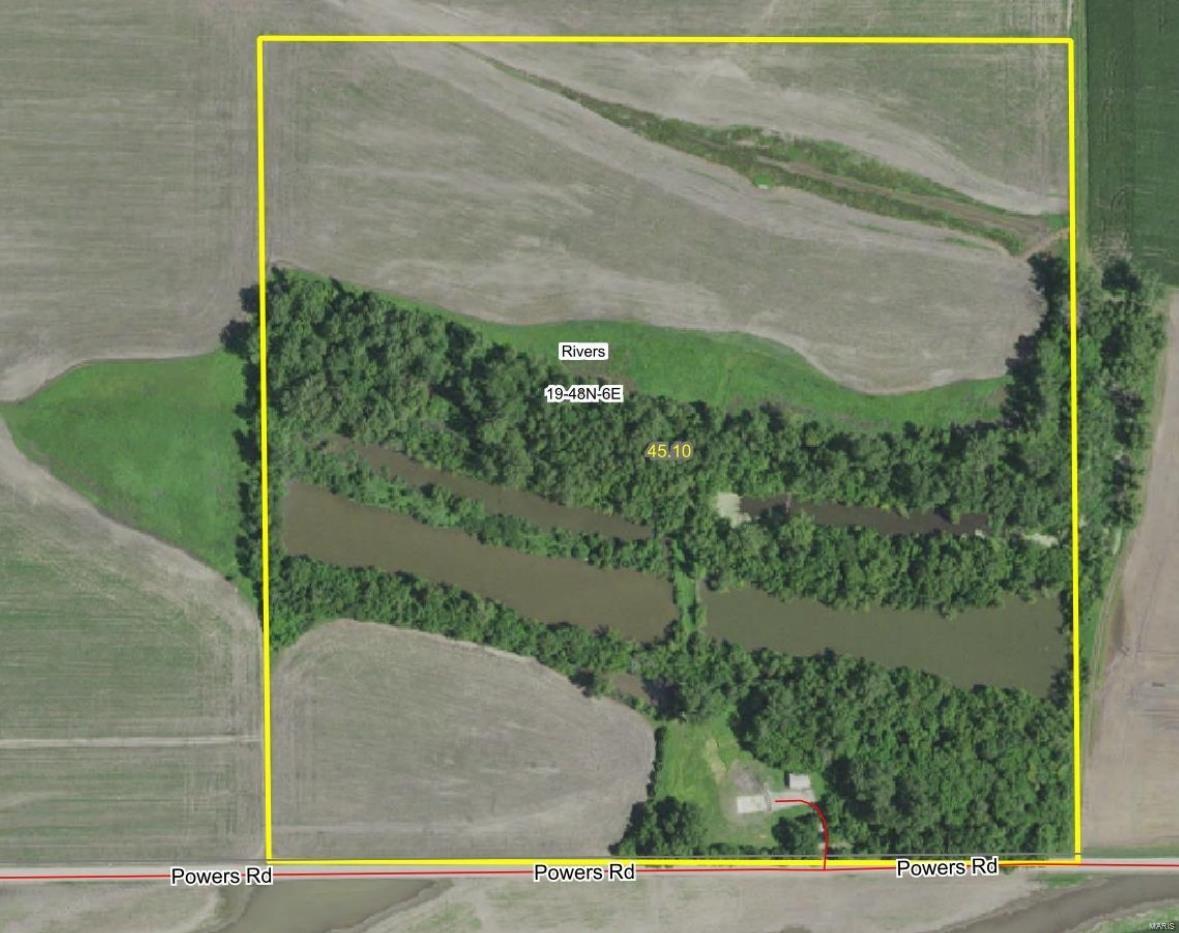 45.1 surveyed and marked acres of improved waterfowl hunting . . . ducks, geese and good area for dove plots.  Great Water Control; well, new electric pump, flooded row crop field, 2 sloughs. $2,070 annual cash rent for row crops. This is a duck hunter’s duck property, established blinds one with electric and bubbler and concrete pit (needs replacement). Equipment, john boats, decoys and 2007, 24 x 32 pole barn. Ameren Electric. 60% row crops, balance sloughs and timber with deer, mushroom and frog hunting along with rough fish bow hunting.  25 x 50 concrete pad with electric hook up. Updated drainage and levee work. ¼ mile of black top on south border. Just East-Southeast of Marias Temp Clair.