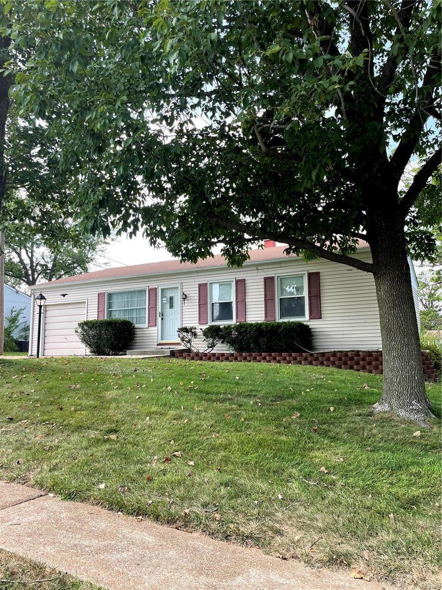 Don't miss this fantastic opportunity in the Parkway School District! With an ideal central location, this home is just waiting for you to make it your own! Out front you'll enjoy darling curb appeal on a quiet street, low maintenance vinyl siding, & a double lane driveway. Inside you'll discover a welcoming living area & a galley kitchen with a large eat-in area. Original wood flooring is hiding underneath the carpet! The primary bedroom has a convenient half bath attached! Down the hall you'll find two more good sized bedrooms & a full bath. Head to the partially finished basement for even more possibilities, where you're greeted by a 2nd living area, a custom bar, & a workshop + storage area! Out back you will love the large covered patio & the huge, flat yard! Conveniently located near 141, Manchester Rd, & Hwy 40. Home to be sold as-is. This ranch home is the epitome of "good bones" - all it's missing is you!