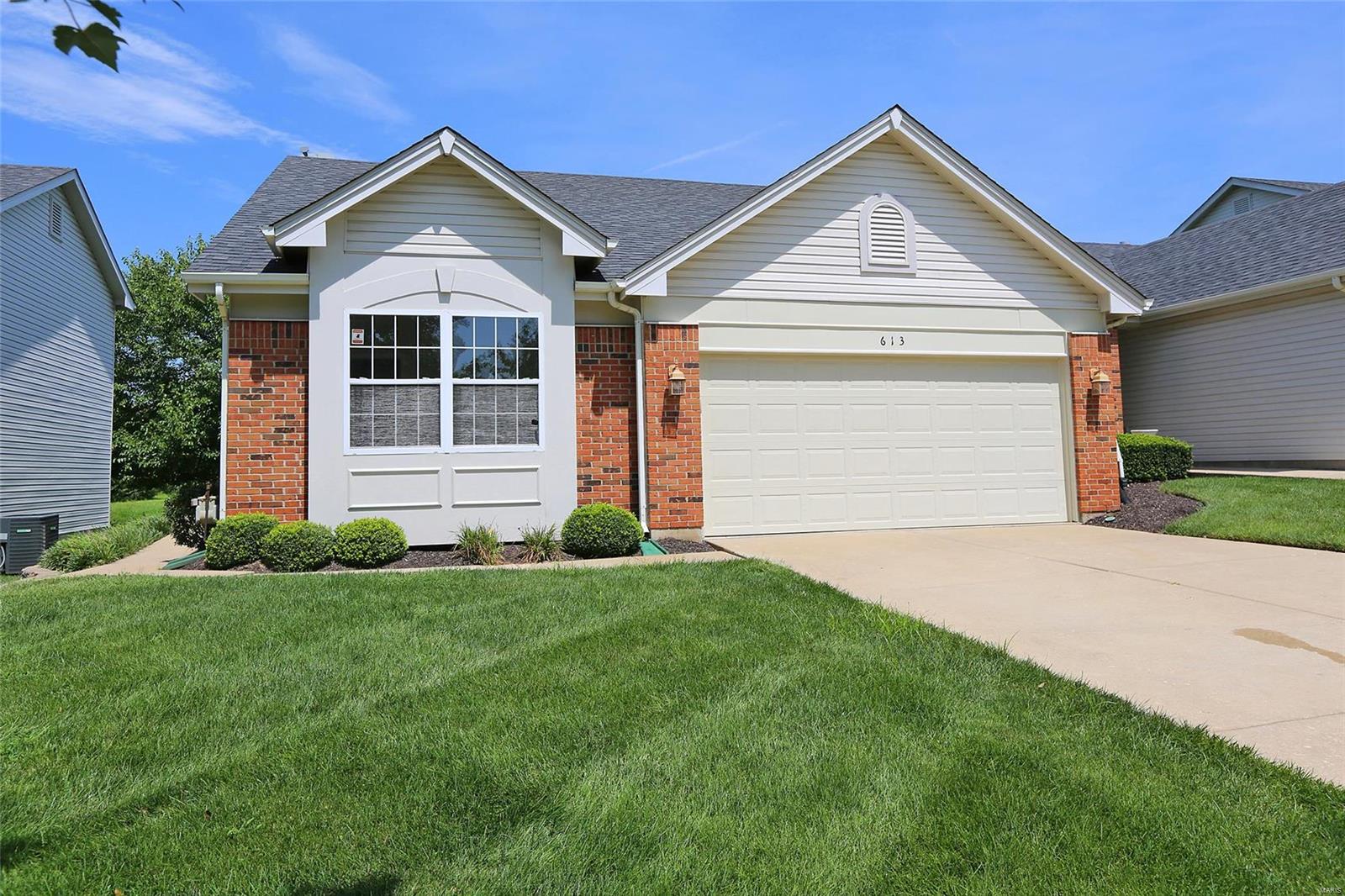 Beautiful Well Maintained Ranch Style Villa in Winghaven! All freshly painted Neutral colors throughout. Spacious Living room has built in entertainment center shelving. Kitchen is White on White w/track lighting. Master Bedroom w/bay window, large walk in closet. Full Bathroom w/dual sinks, separate Shower & tub. Bedroom #2 has great size and another full bathroom in hallway.  Adjoining Dining/Breakfast Area, door walks out to the large Deck overlooking common ground. Finished Basement adds wonderful Sq Ft with Huge Rec/Family area. Bonus room could be a sleeping area  or office. Another Full bathroom bringing the total to 3 full bathrooms. Plenty of Storage remains in this Awesome Ranch Villa! Located off Winghaven Blvd close easy drive to highway 364/Page extension or Highway 40. Come See Today!