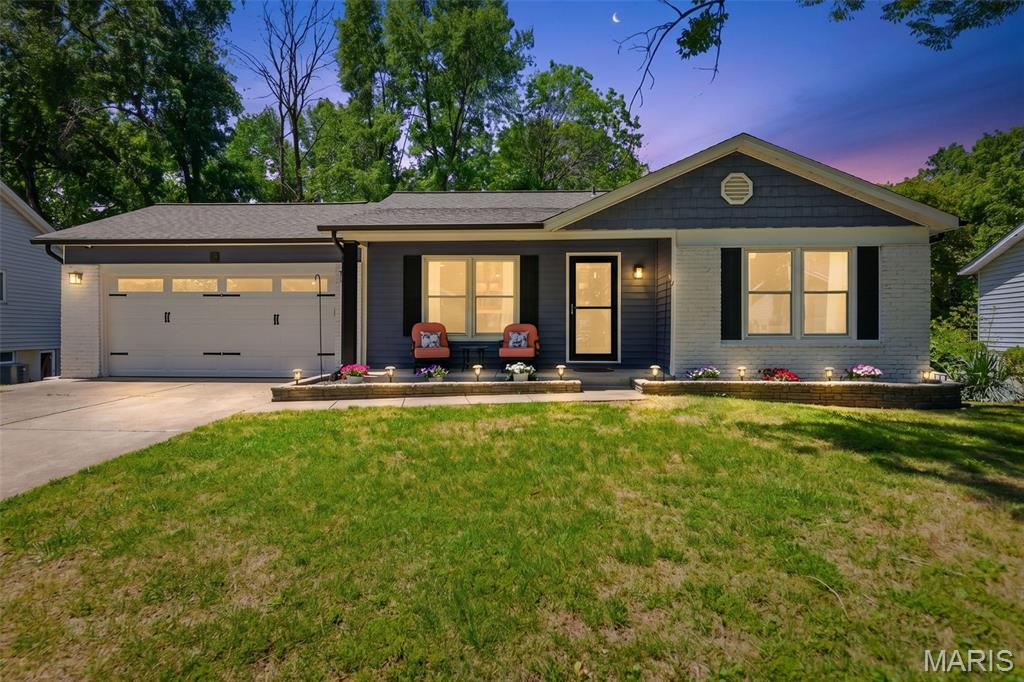 Lovely renovated Ranch home located in the Tanglewood subdivision, with Francis Howell North Schools. Three Bedrooms possible 4th in Lower Level and two full Baths. Covered Front Porch, and Custom Landscaping. Enter and find a open floor plan with custom wrought iron rails on half wall, adjacent to the Kitchen/Breakfast Rm. Fresh paint throughout, with upgraded water resistant luxury vinyl plank floors. Recessed lighting & ceiling fans, all window treatments stay, some barnyard doors, and some custom doors.  All new double paned thermal windows with screens.  Amenities include a  high end Kitchen with some glass front cabinets, featuring soft close. Newer Whirlpool Appliances, quartz counter tops, custom farm sink and a coffee bar. The entire upper level features programable electric.  Bathroom has been completely renovated, subway tiled wall above extra deep tub, custom vanity and lighting. Covered back Deck includes stairs for access to a beautiful backyard. The backyard is fully fenced by a 6ft. Privacy Fence with two gates a 4ft. & 8ft. The partially finished Lower Level features  fresh paint in the walkout Rec. Family Rm. additional space for a Bedroom/Office. Full updated Bathroom with a Shower and Ceramic Tile flooring. Lower Level also features a Shop area and Laundry and additional Storage space. Newer mechanical systems feature a Trane Air Conditioner/Furnace, large 50 Gallon Water Heater. High end Vinyl Siding with black Gutters and Gutter guards.  Two Car  Garage with a newer custom door with windows and programable opener, Newer Roof. The homes is located on a private street with a cul-de-sac. Choice Home Warranty offered for Buyers.  This home won't last long, don't delay!