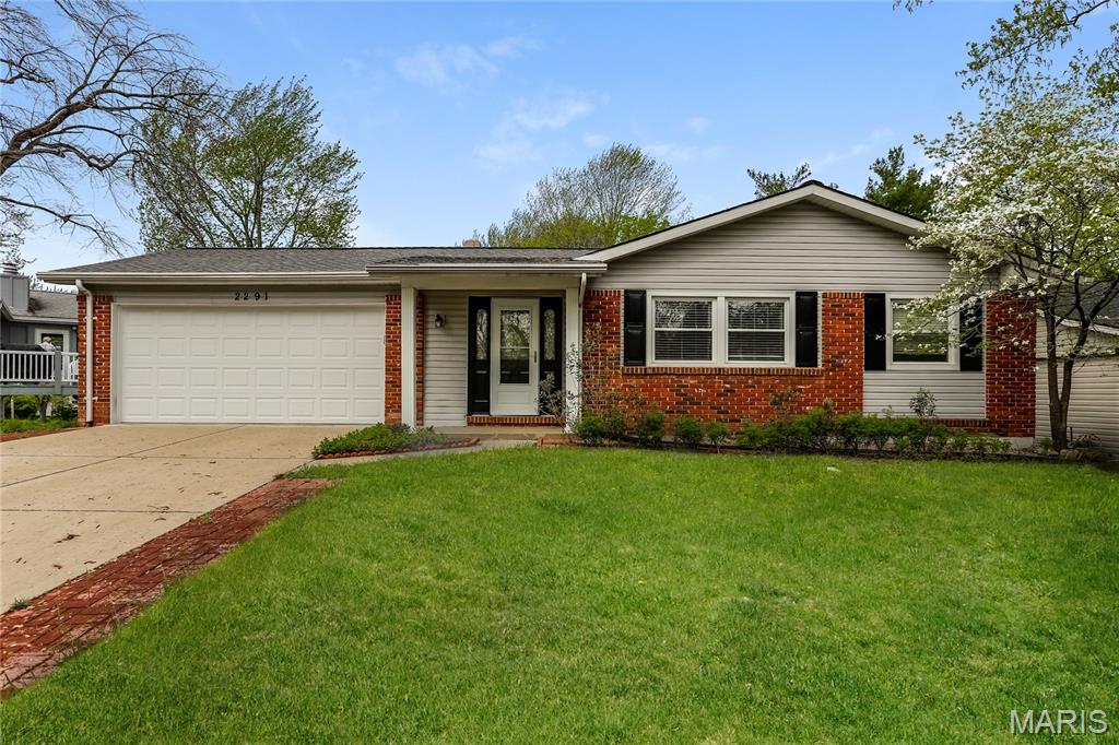Located in the sought-after Kehrs Mill Farm subdivision, this home offers easy one-level living. You will love the hardwood flooring throughout the main floor, abundant natural light from newer windows and a layout designed for comfort.  The spacious kitchen and living areas flow seamlessly, while both the primary and one secondary bedroom offer walk-in closets. The finished walkout lower level expands your living space with a large rec area, full bath, office or playroom, and ample storage. Step outside to enjoy a newer deck overlooking a level lot that backs to common ground.