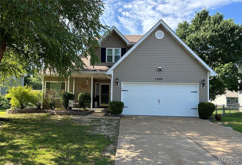 Gorgeous Two-story on LEVEL lot, in a great location near Hwy 55, restaurants and shopping! Fenced backyard with a composite deck & vinyl railing in the Windsor School District. NEW Roof 2026 (Class 3 Impact Resistant Shingles), including NEW Siding on Front, NEW Gutters, NEW Downspouts, it goes on, New Fascia, Shutters, Garage door wrap, J channel, Soffit, Roof Vent, Exhaust cap, Rain cap, and Flu cap. NEW Sump Pump 2025 (Industrial size). NEW Windows ENTIRE home (ALL are TRIPLE PANE) installed in 2018 including 3 NEW Beams on Front Porch and Triple Pane Sliding Door, and there is NO service or Material fee for ANY REPAIRS for any window, sliding door, or porch beams outside, with the TRANSFERRABLE LIFETIME WARRANTY included for your peace of mind.  Home is Located two-minute WALK to Mastodon State Park, with playground, picnic areas, museum and trails, etc. Enter into the foyer area and see the spacious Living room area which has vaulted ceilings, picture window, bay windows & wood burning decorative fireplace. Living Room is large enough for living/dining room combo. Main floor half bath. Kitchen has ceramic tile floors, beautiful ceramic tile backsplash, pantry, lots of counter space, & breakfast room/bar.  New sliding glass triple pane door leads to backyard/composite deck. Laundry room is located as you enter from garage and is large with extra storage space. Head upstairs to the large Primary double door suite, which has a two-sink vanity, separate bath/tub, & walk in closet.  2 more bedrooms upstairs with full hall bath/shower. Loft area overlooks living room and foyer on main level. Ceiling fans in every room including garage. Full basement & roughed in plumbing ready to be finished and/or great storage. 2 car garage and private sitting area on the front porch to enjoy in the evenings after you walked/hiked thru the beautiful Mastodon State Park.