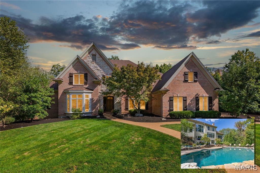 Exquisite 1.5-story home in sought-after Country Lake Estates blends timeless elegance with modern luxury. The main floor offers custom refinished wood floors, Hunter Douglas wood shutters & custom stone accents. Main floor living spaces including a formal dining room, executive office with French doors, family room with gas fireplace & 200-year-old custom wood beam ceiling & mantle, large eat-in kitchen with granite, double ovens & gas cooktop, butler’s pantry with ice maker, wine fridge & prep sink, vaulted hearth room & four-season room with Sonos sound. Primary suite boasts power window coverings, soaring ceilings, two walk-in closets & en suite bath with dual vanities & separate tub & shower. Upstairs features a lofted living space & 3 nicely-sized bedrooms, 2 of which share a Jack and Jill bath & 1 en suite. The walkout lower level is made for entertaining & includes several living spaces, wet bar, stone fireplace, full bath & additional 5th bedroom or second office. Step outside to your private resort-style retreat featuring a Pebble Sheen saltwater pool, HotSprings hot tub, natural stone fireplace with custom copper top, Illinois Glacier stone patio & outdoor family room with TV, lighting, fan & Sonos outdoor sound system. The exterior is fully maintenance-free with new landscaping, a new roof (2025), sprinkler system, cool deck, natural stone retaining wall & extensive LED lighting. The rear of the property backs to the 5-acre community lake.